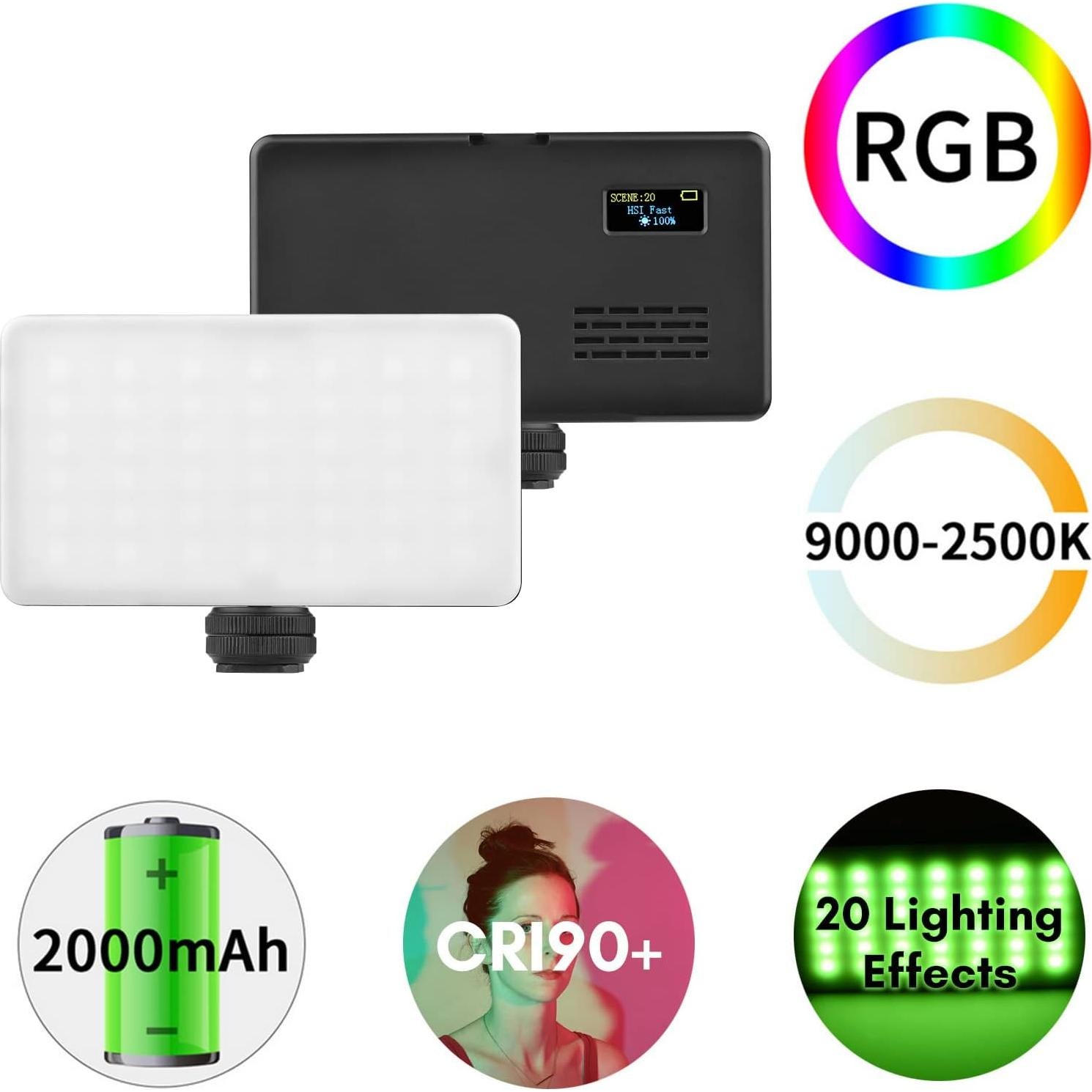 Kit de Luz de Video RGB Portátil HUNYA 2500K-9000K 20 Efectos