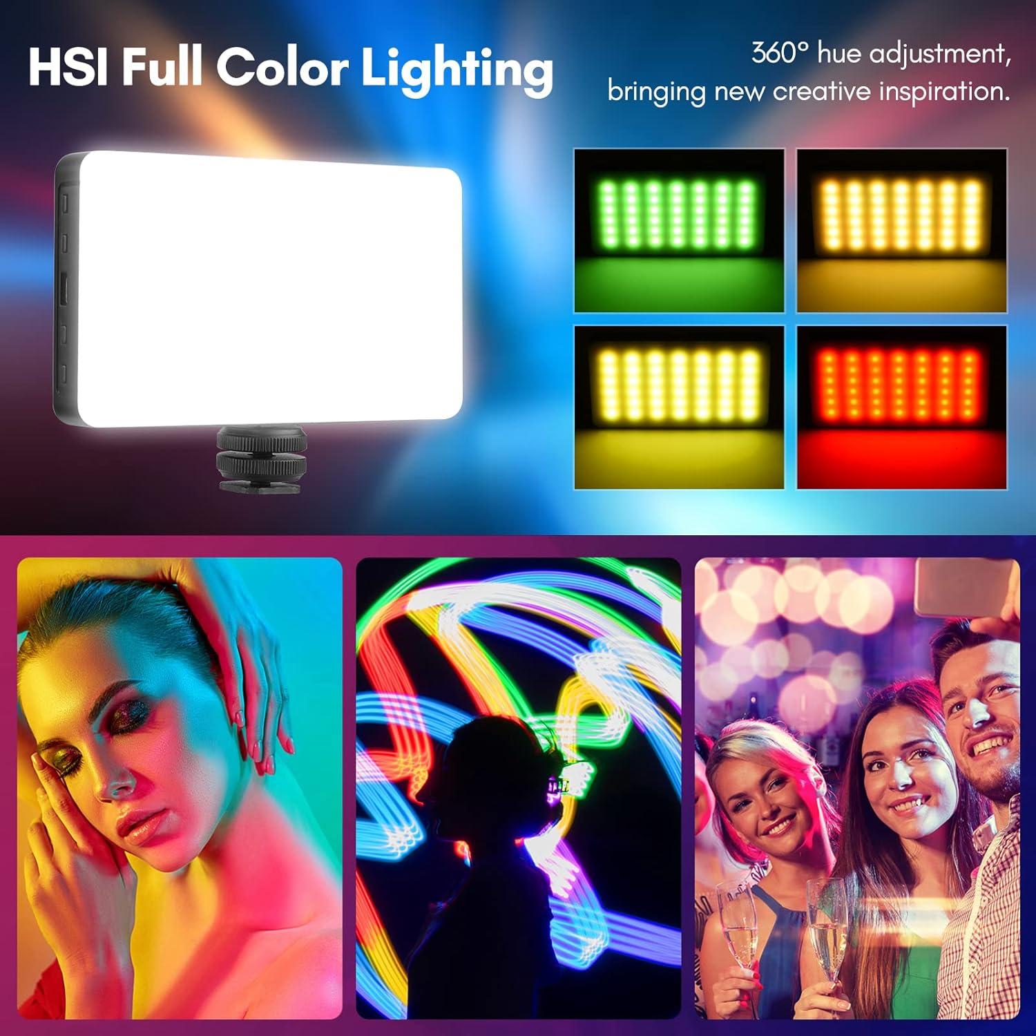Kit de Luz de Video RGB Portátil HUNYA 2500K-9000K 20 Efectos
