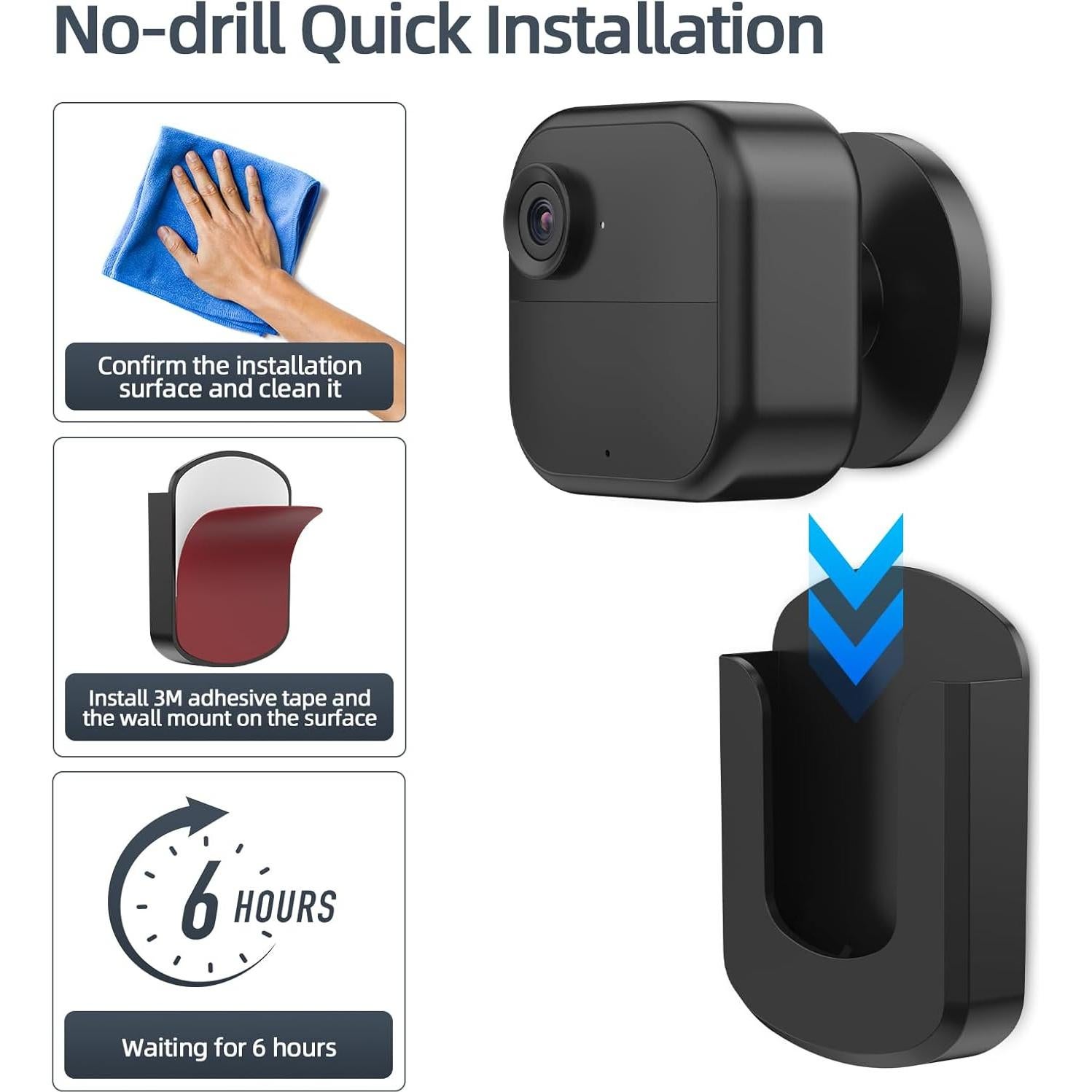 Paquete de 3 Soportes Adhesivos para Cámara Blink - Negro