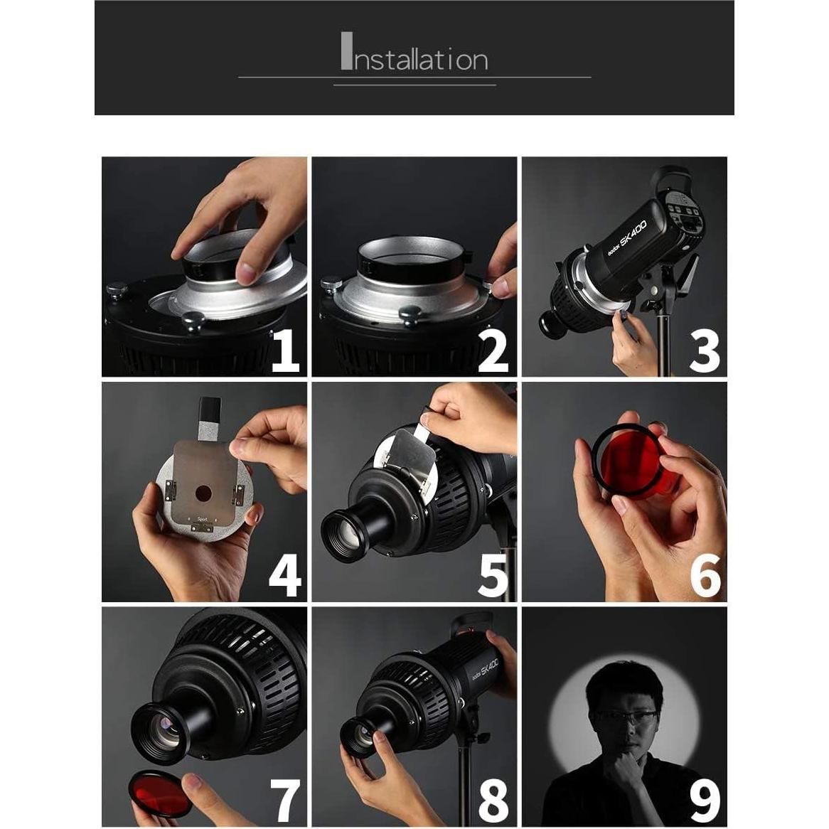 Cilindro de Luz Óptica AMBITFUL AL-16 con Filtros y Gobos