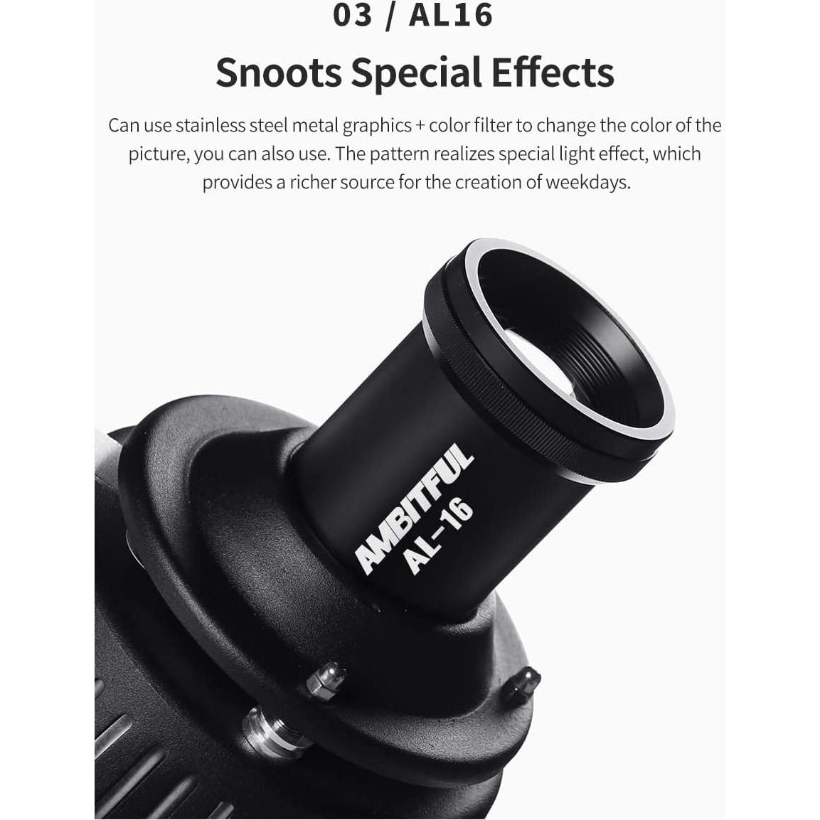 Cilindro de Luz Óptica AMBITFUL AL-16 con Filtros y Gobos