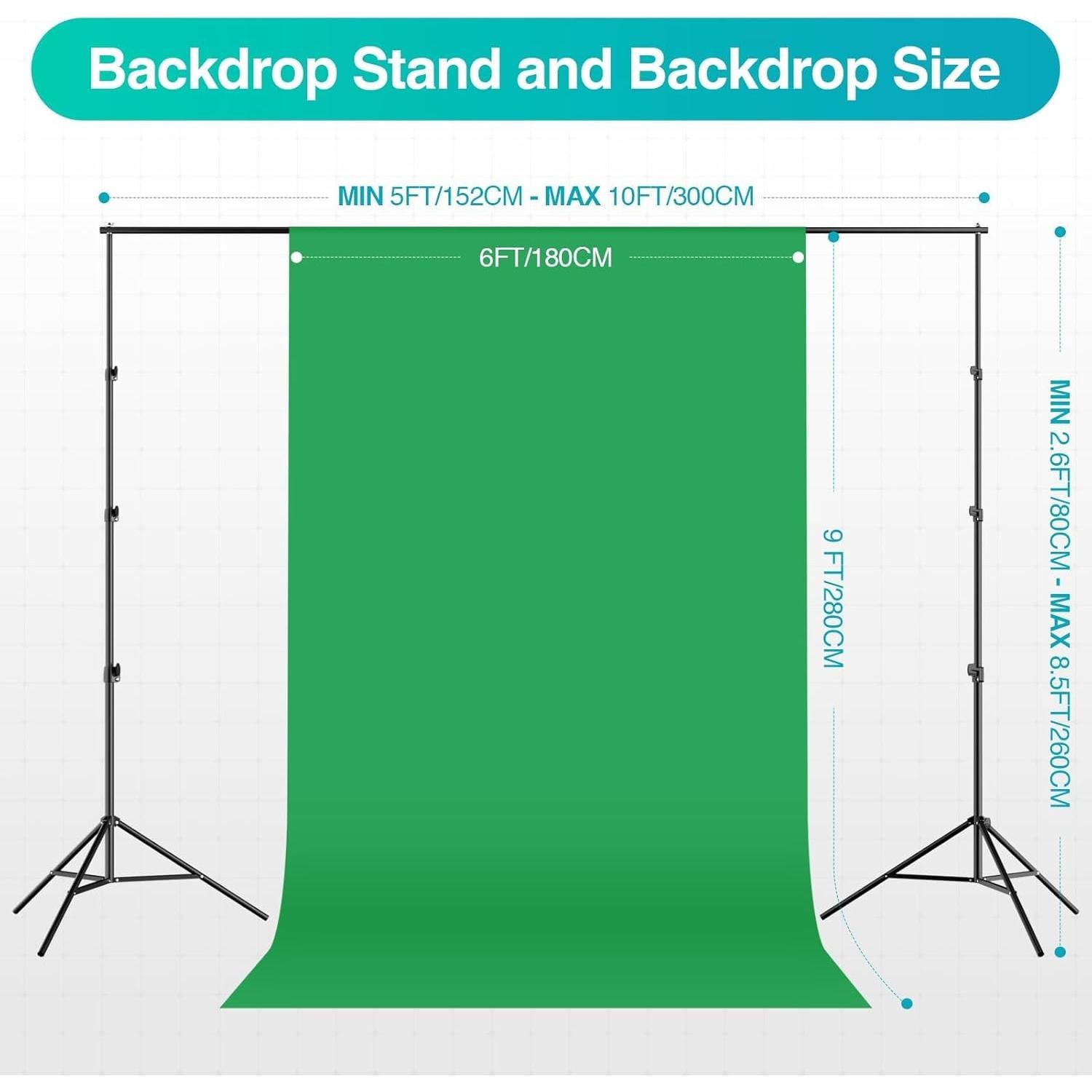 Kit de Soporte de Fondo EMART 2.6x3.0m con Iluminación LED 50W