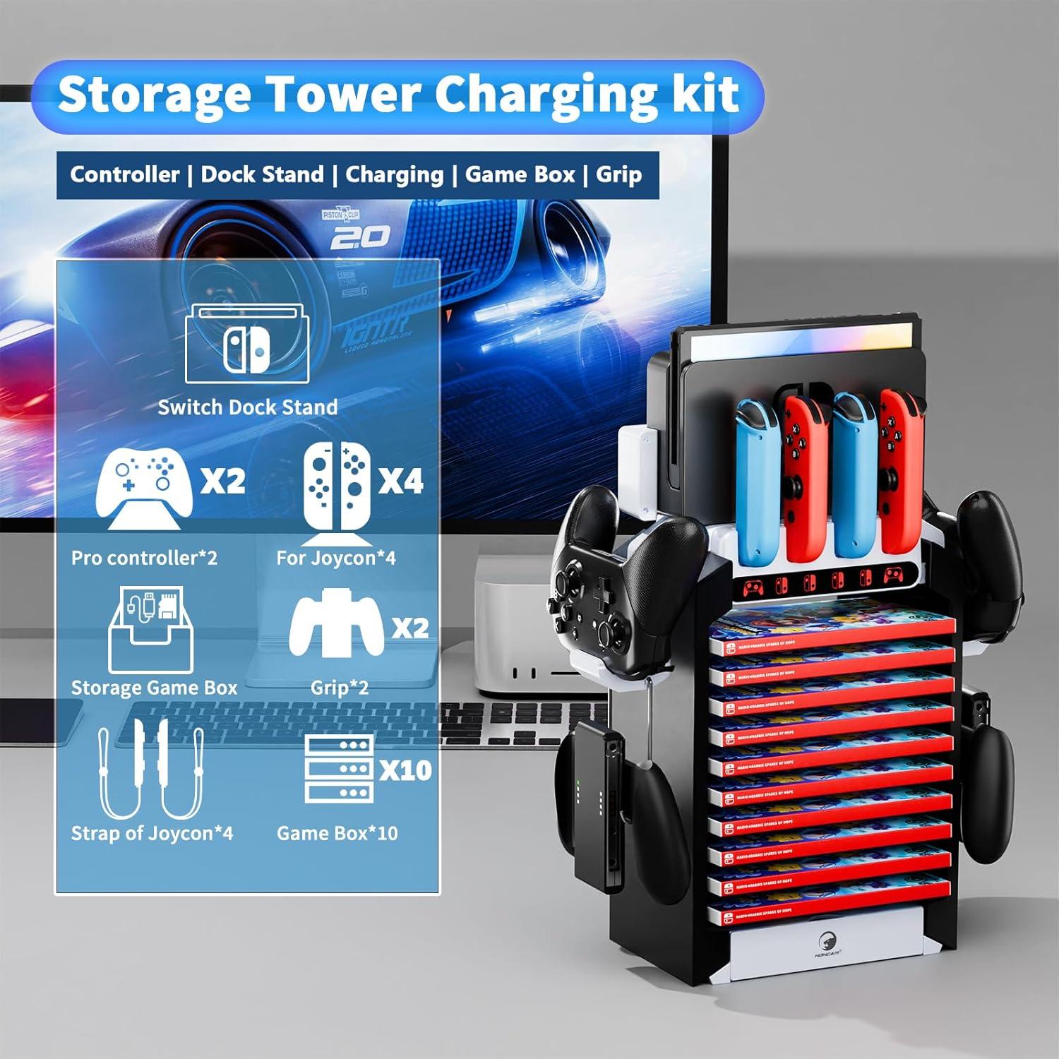 Estación Organizadora HONCAM para Nintendo Switch con Cargador