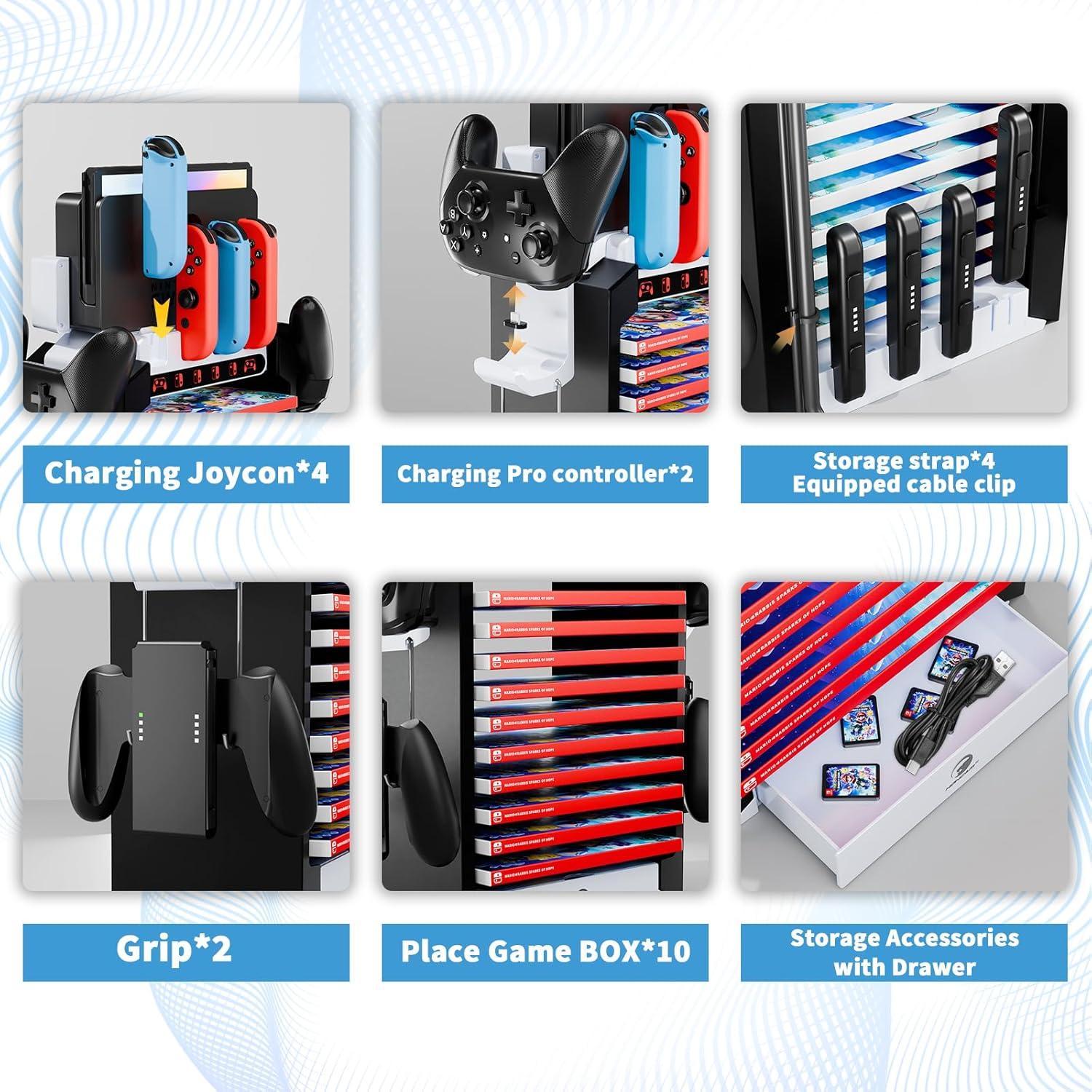 Estación Organizadora HONCAM para Nintendo Switch con Cargador