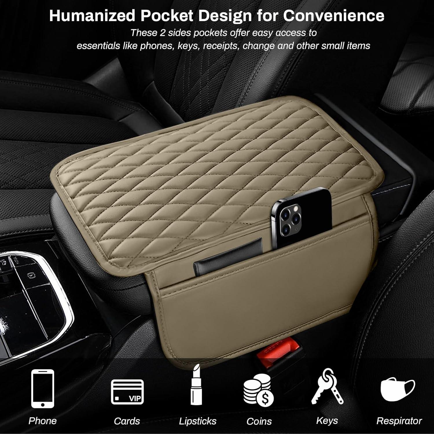 Cubierta de Consola Central Ouzorp Beige con Almacenamiento