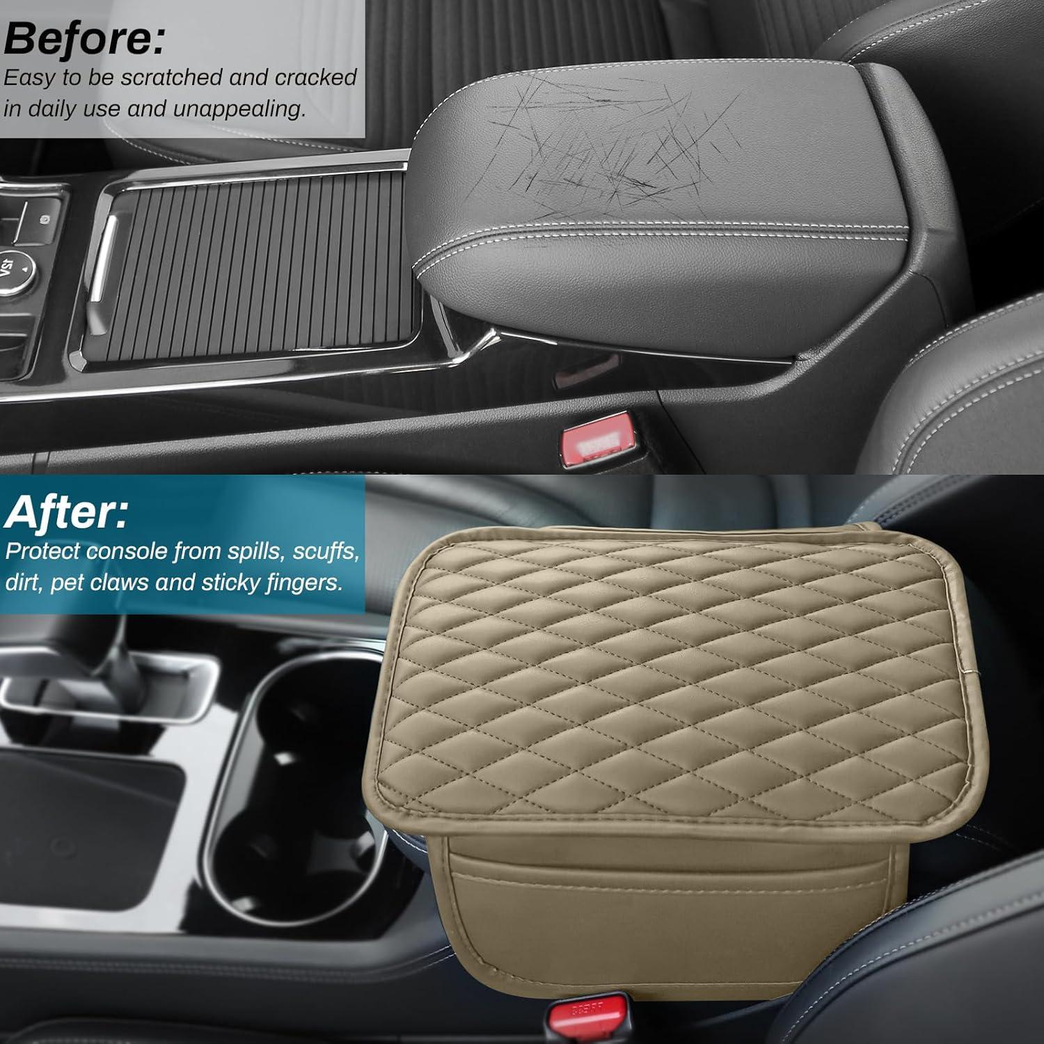 Cubierta de Consola Central Ouzorp Beige con Almacenamiento