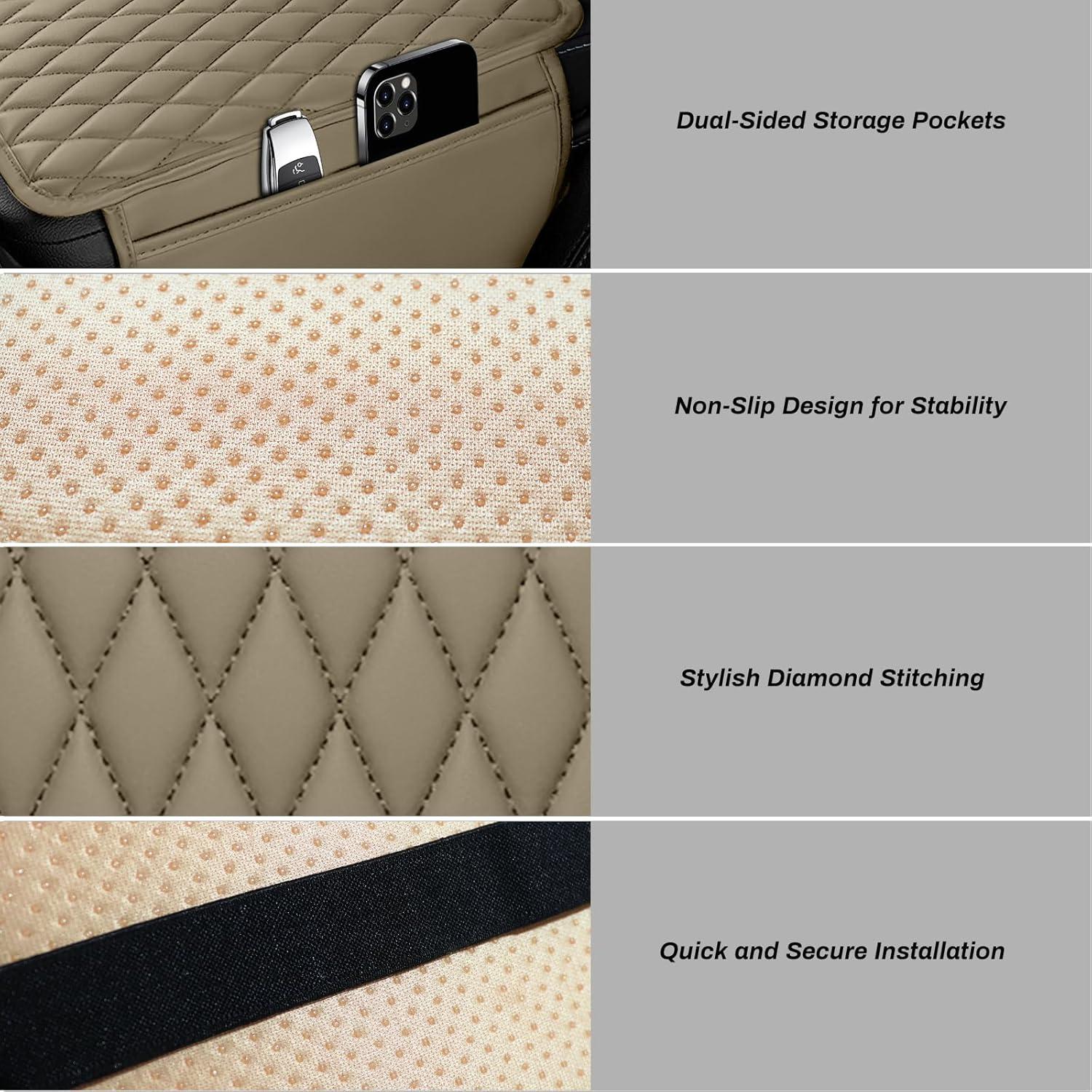 Cubierta de Consola Central Ouzorp Beige con Almacenamiento