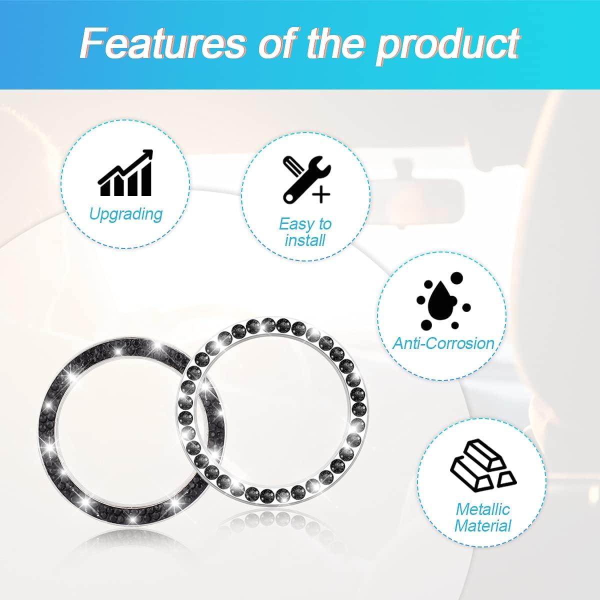 Anillos de Inicio de Motor AUKEPO con Rhinestone Negro - 2 Piezas