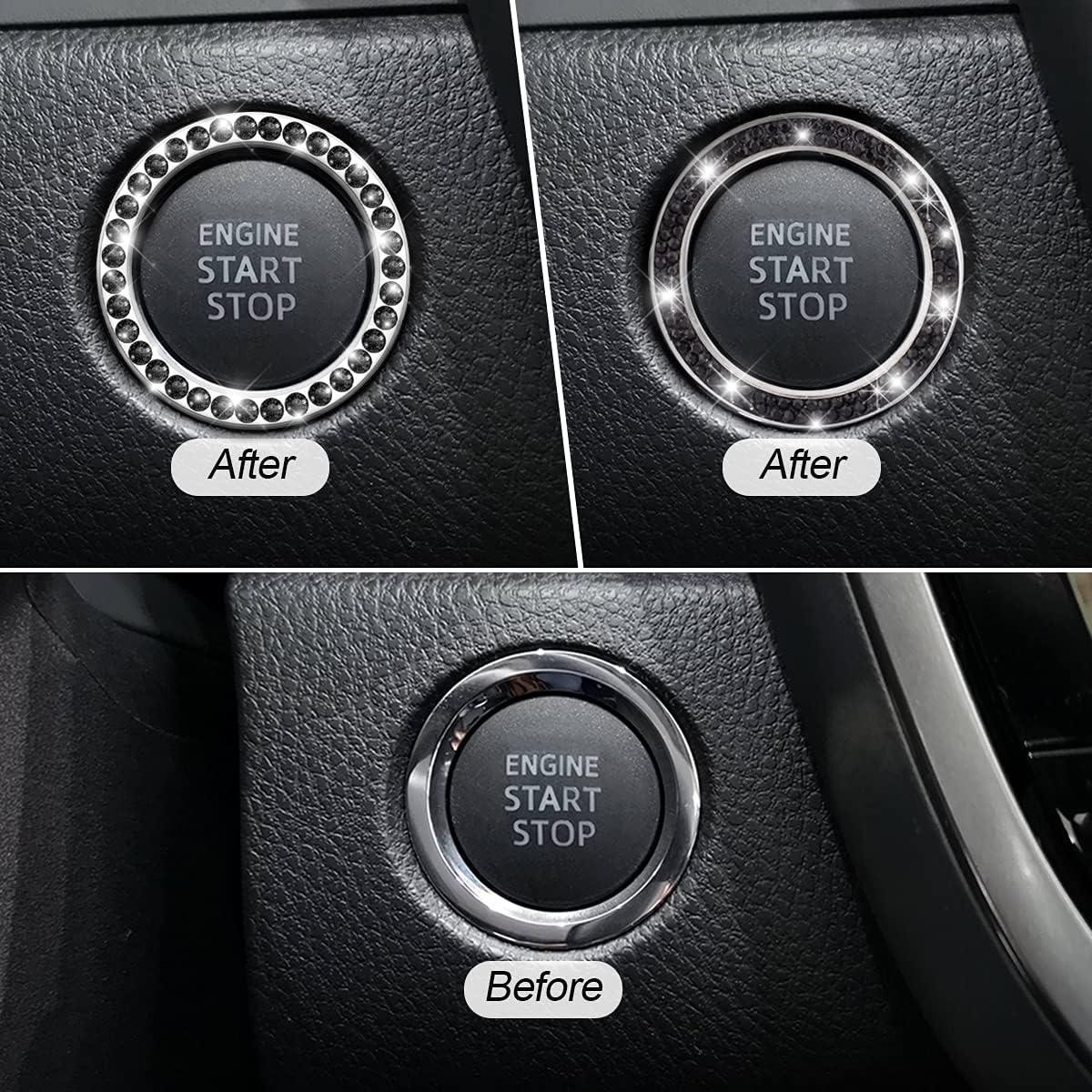 Anillos de Inicio de Motor AUKEPO con Rhinestone Negro - 2 Piezas