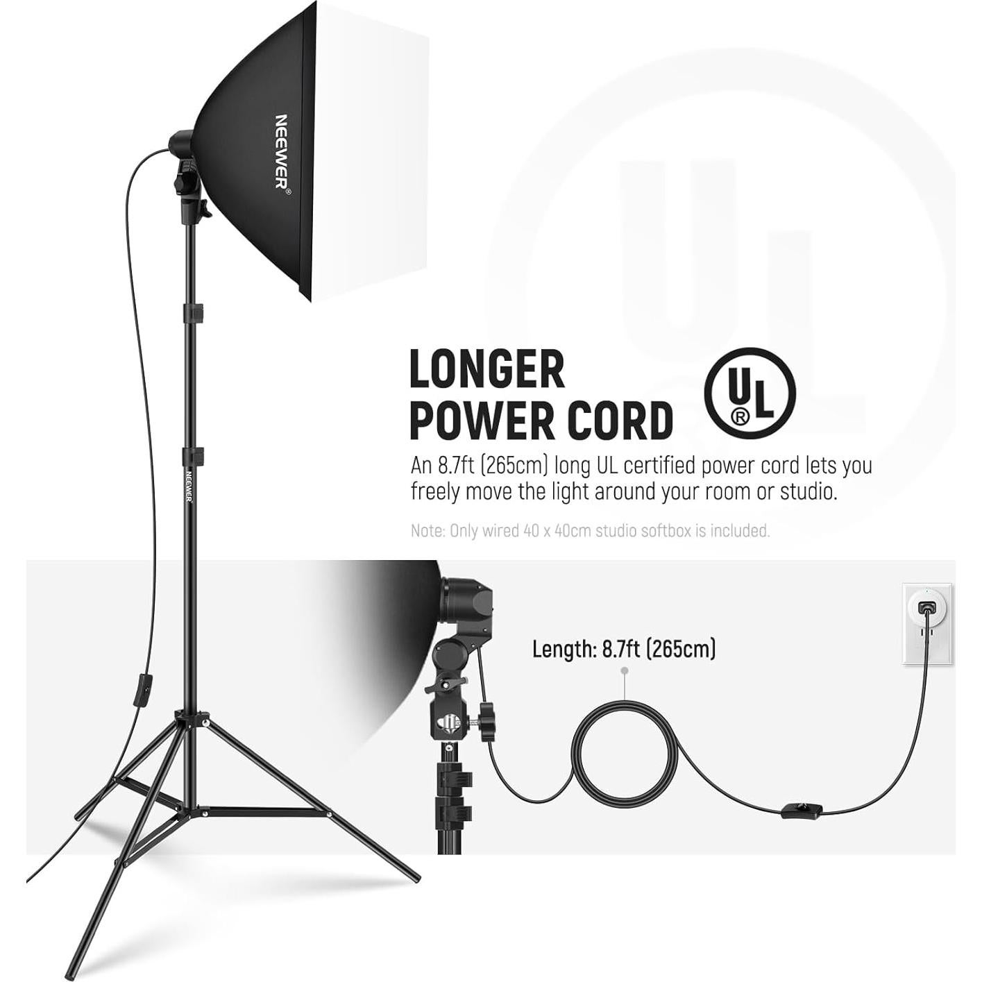 Softbox NEEWER 40x40cm con Socket E26 y Difusor Blanco