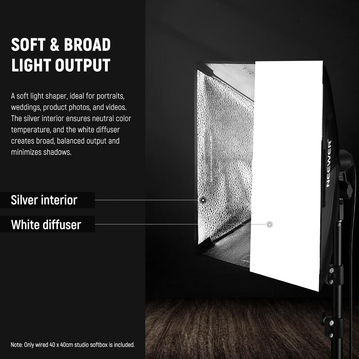 Softbox NEEWER 40x40cm con Socket E26 y Difusor Blanco