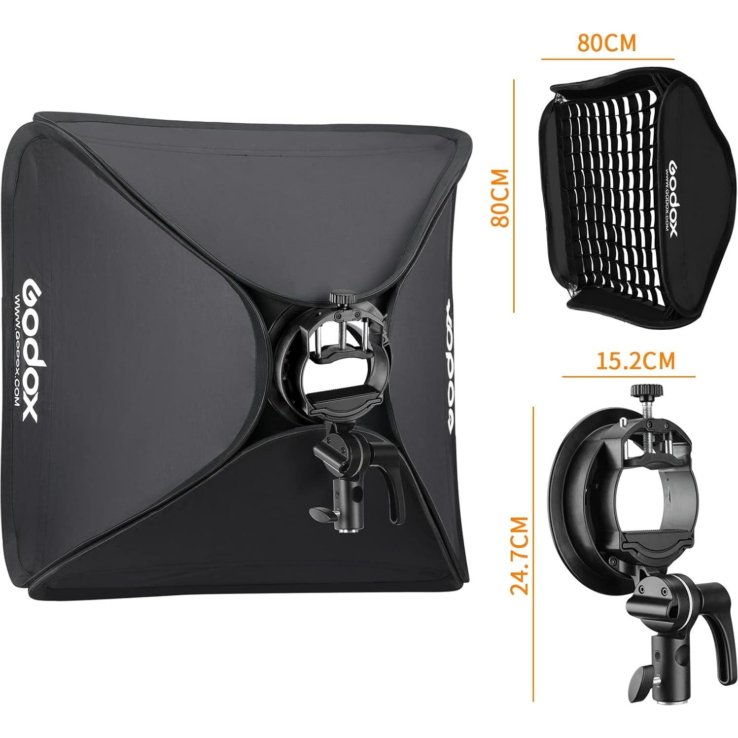 Softbox Godox 80cm Plegable con Soporte S2 y Rejilla Panal