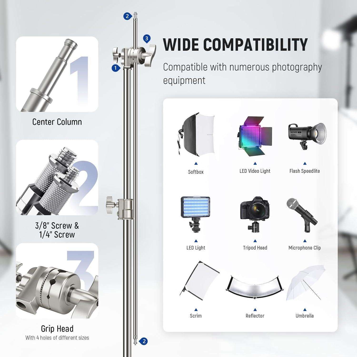 Soporte C NEEWER de Acero Inoxidable 320cm con Brazo Boom