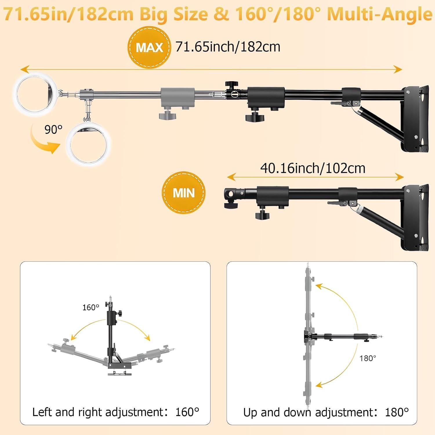 Soporte de Pared para Anillo de Luz MACTREM 182cm Ajustable