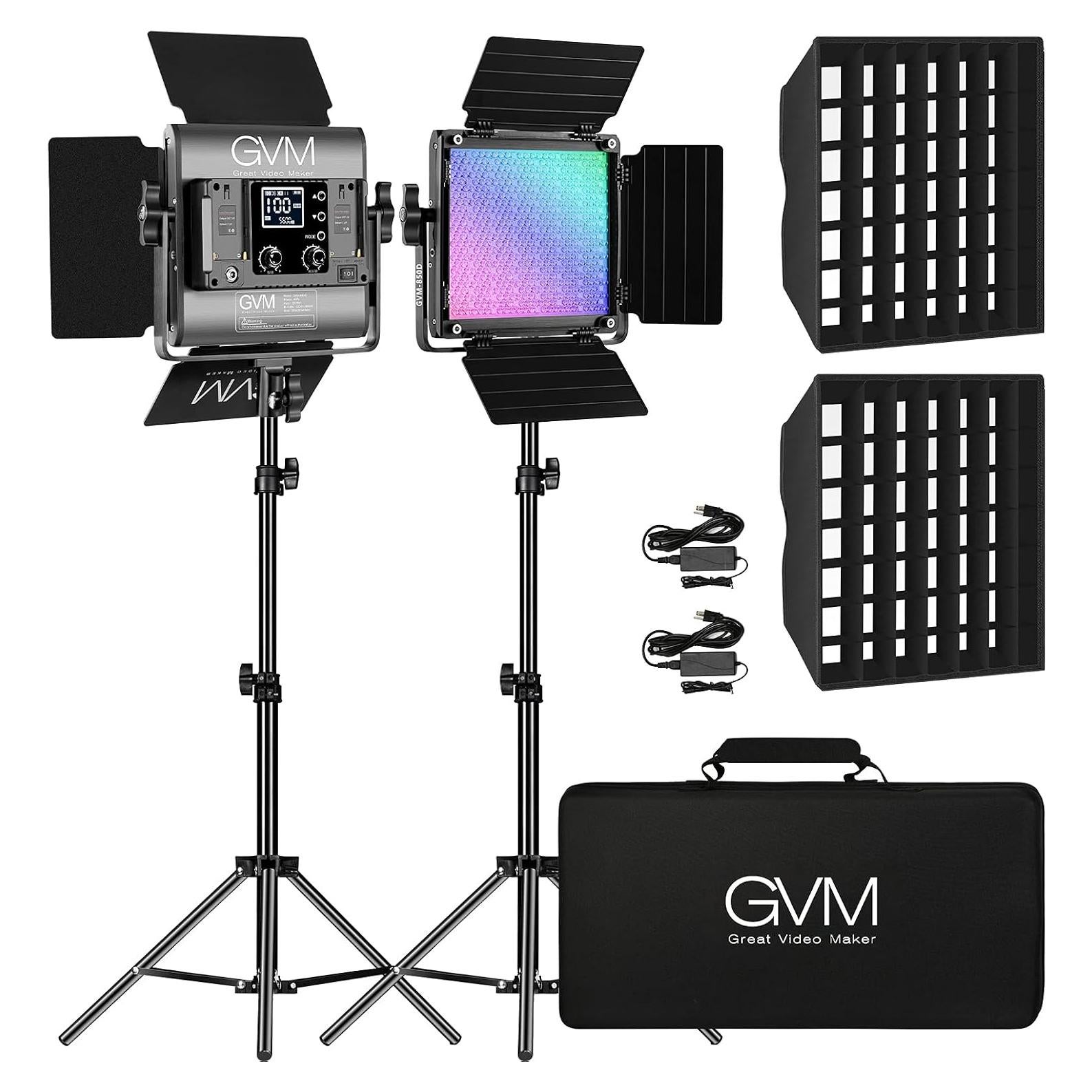 Kit de Iluminación GVM 850D RGB LED 40W con Softbox y Control APP