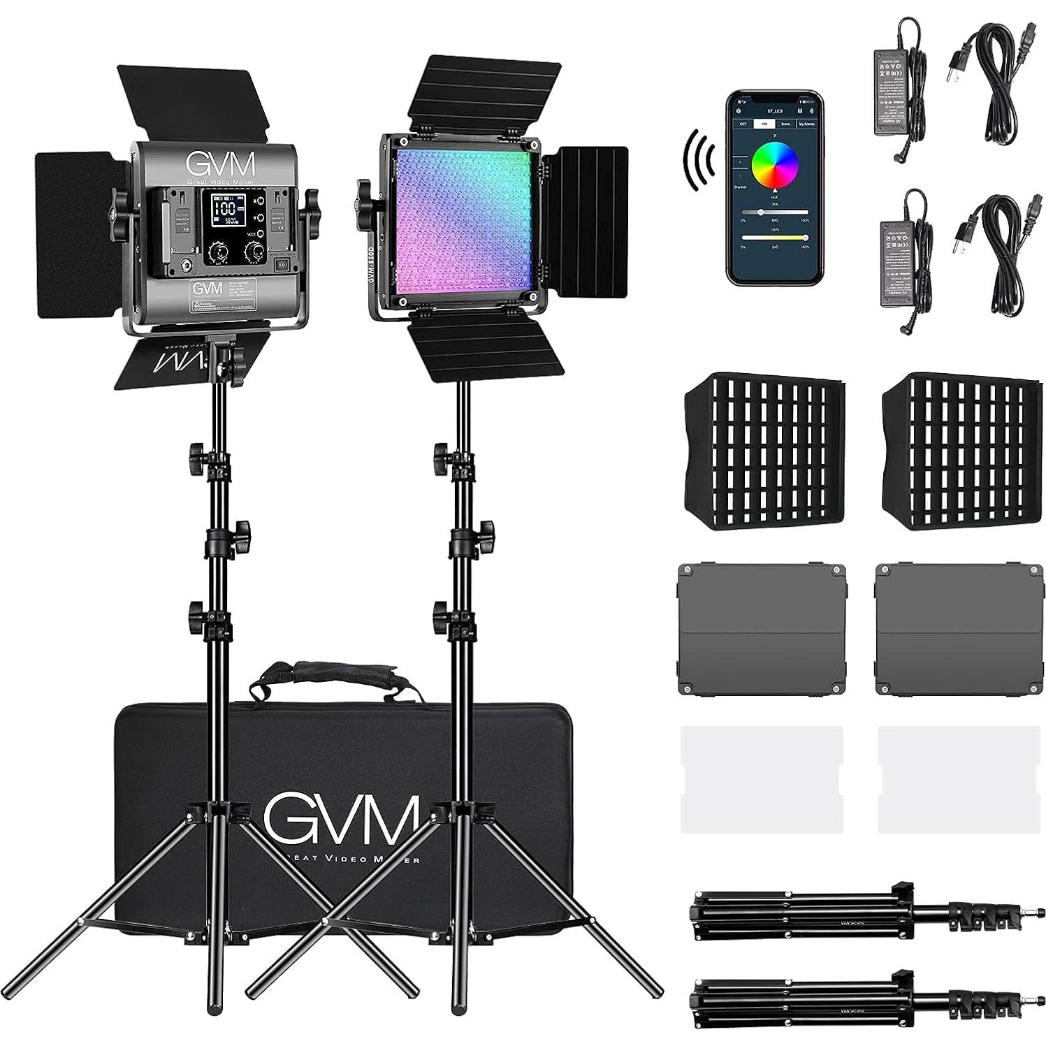 Kit de Iluminación GVM 850D RGB LED 40W con Softbox y Control APP