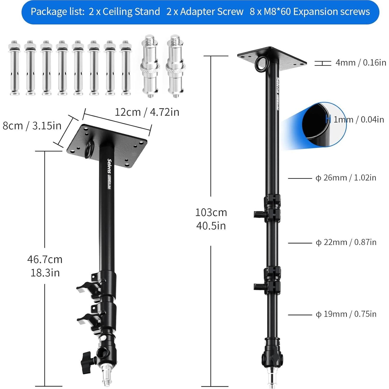 Brazo de Luz de Anillo Montado en Pared Selens 100 cm