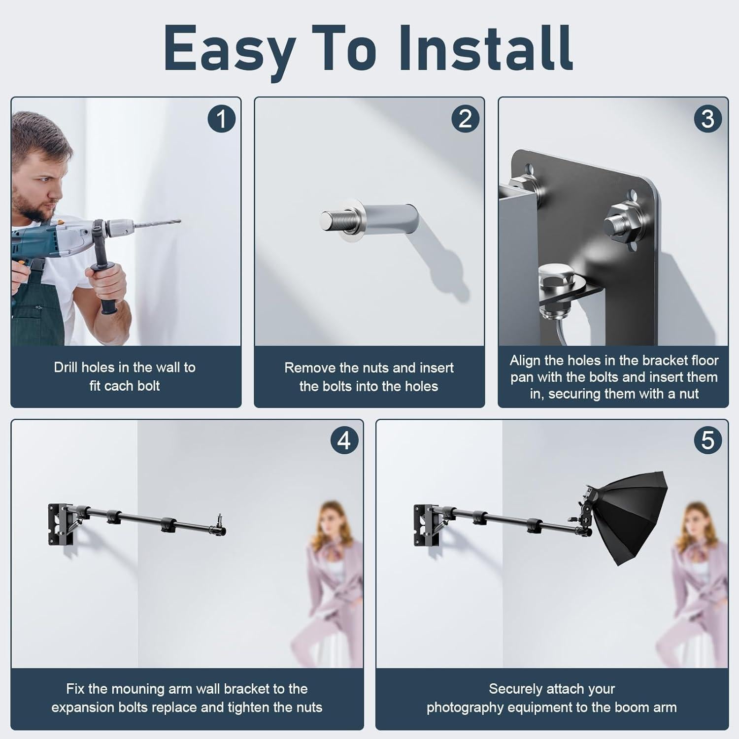 Soporte de Luz de Anillo Anautin Montado en Pared 110 cm