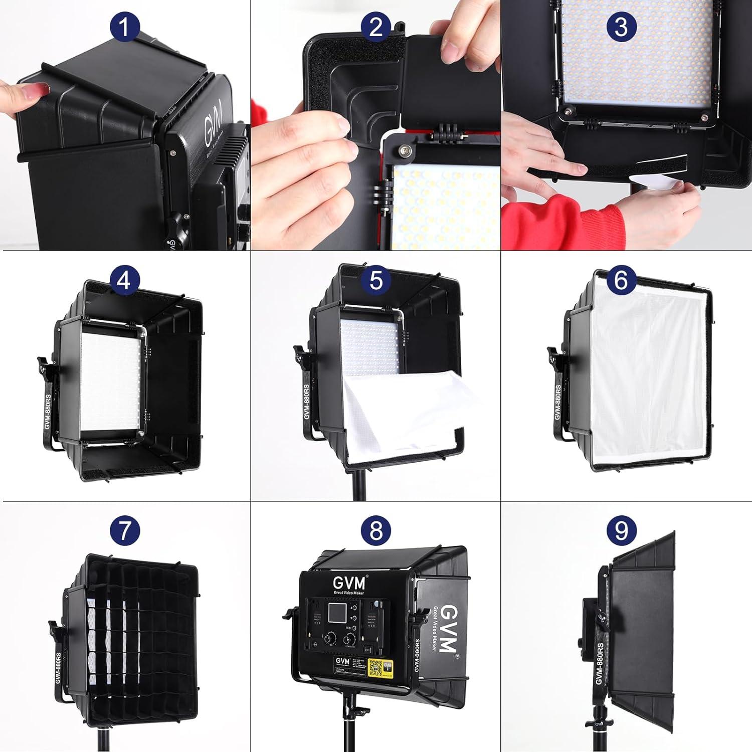 Kit de Iluminación Fotográfica GVM 880RS con 2 Softboxes 60W