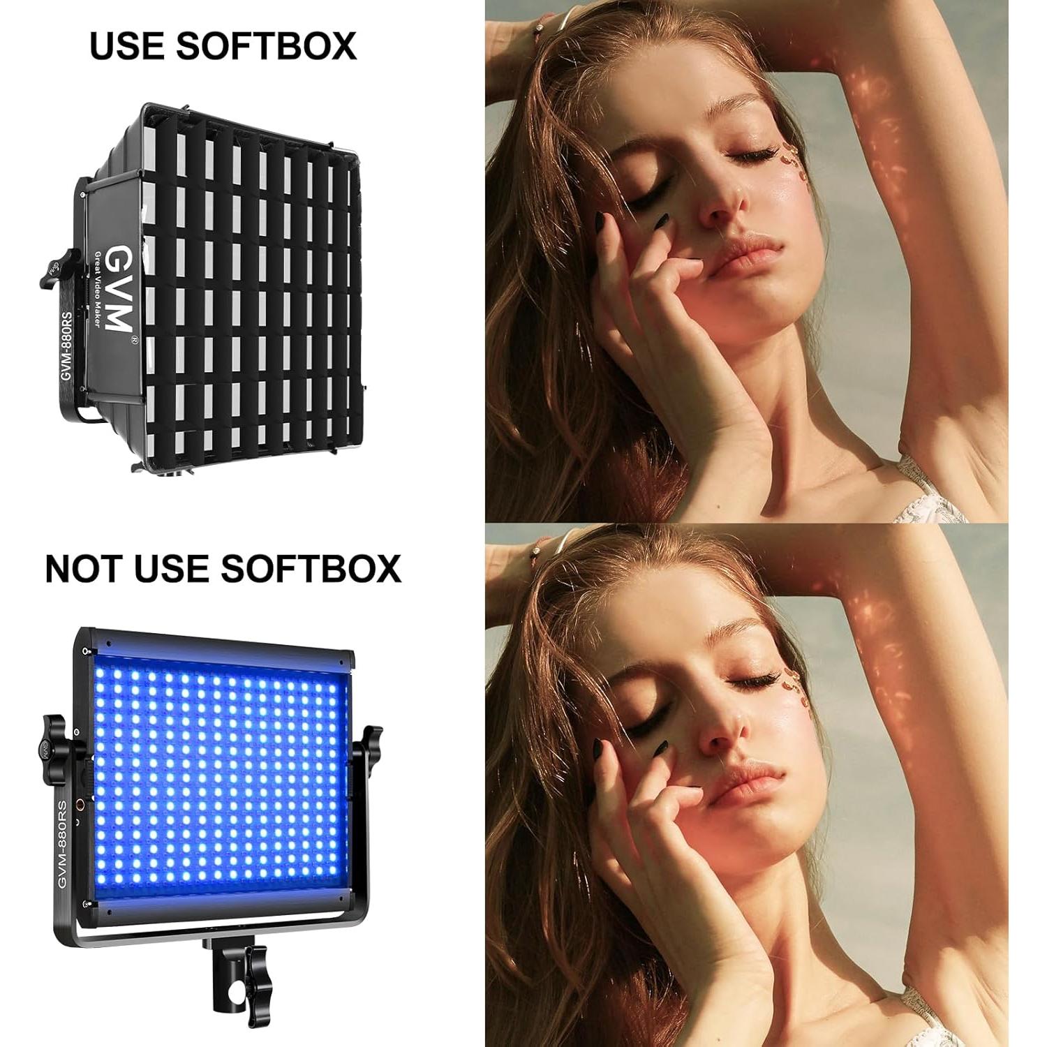 Kit de Iluminación Fotográfica GVM 880RS con 2 Softboxes 60W