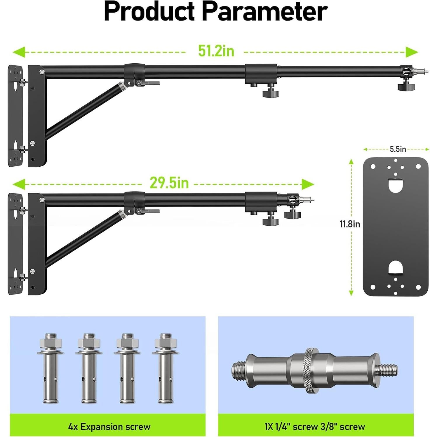 Soporte de Luz de Anillo Altson A130 - Brazo Pared 130cm Ajustable