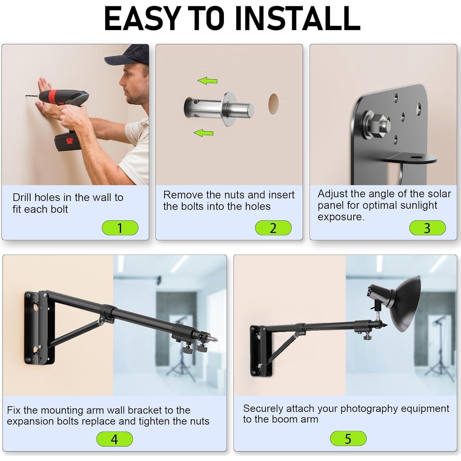 Soporte de Luz de Anillo Altson A130 - Brazo Pared 130cm Ajustable