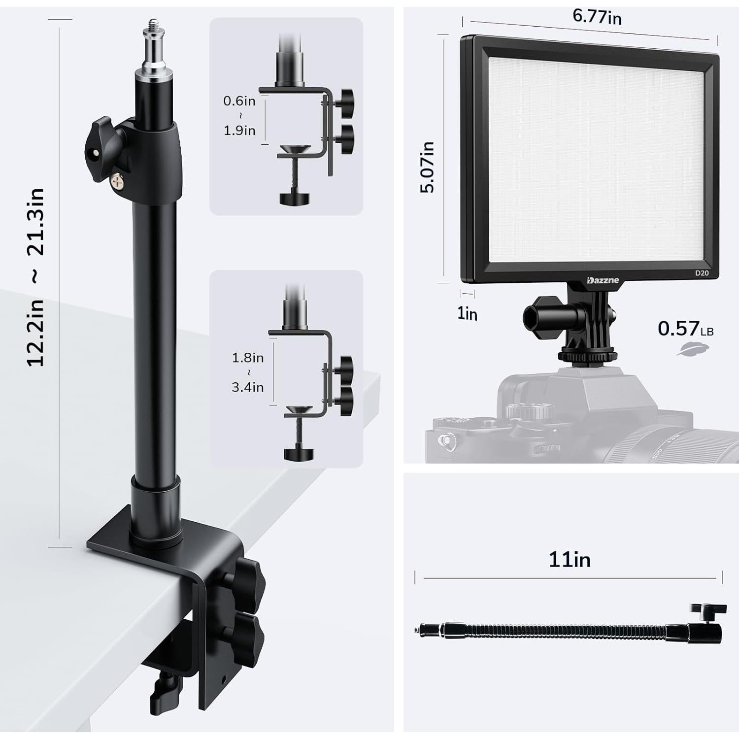 Kit de Luz LED Dazzne D20 Bi-Color Regulable 3200-5600K