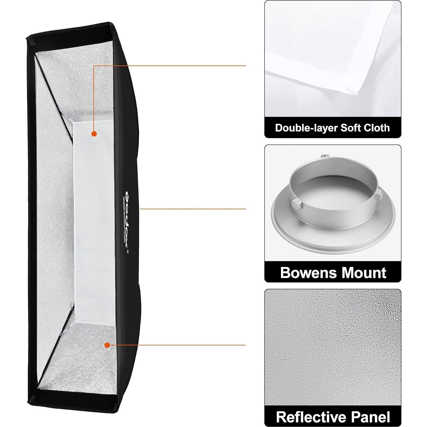 Softbox Godox 33 x 160 cm con Montura Bowens y Rejilla