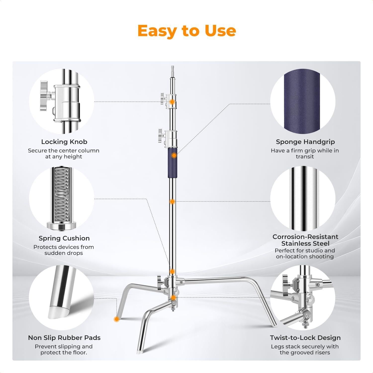 Soporte de Luz Fotográfica K&F Concept 330cm Ajustable 20kg