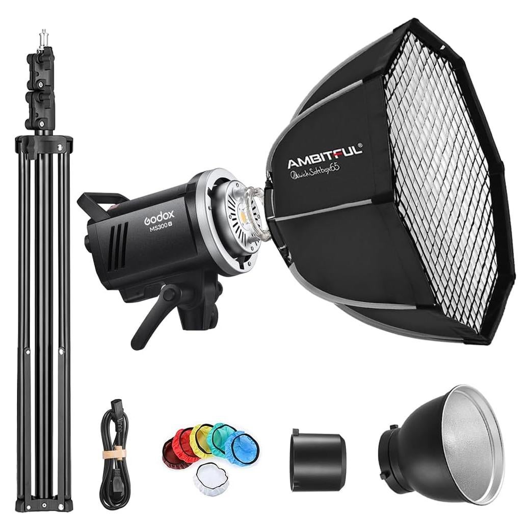 Kit de Luz Estroboscópica Godox MS300V 300W con Softbox