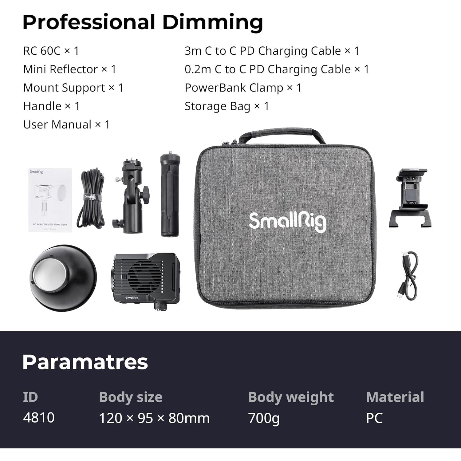 Luz LED RGB SmallRig RC 60C 2500-10000K Batería 49Wh