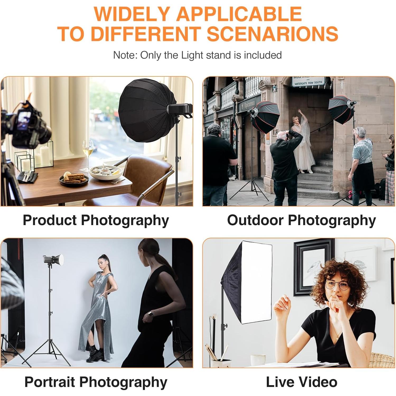 Soporte de Luz EMART 2 Paquete 2.6m Aluminio Alta Resistencia