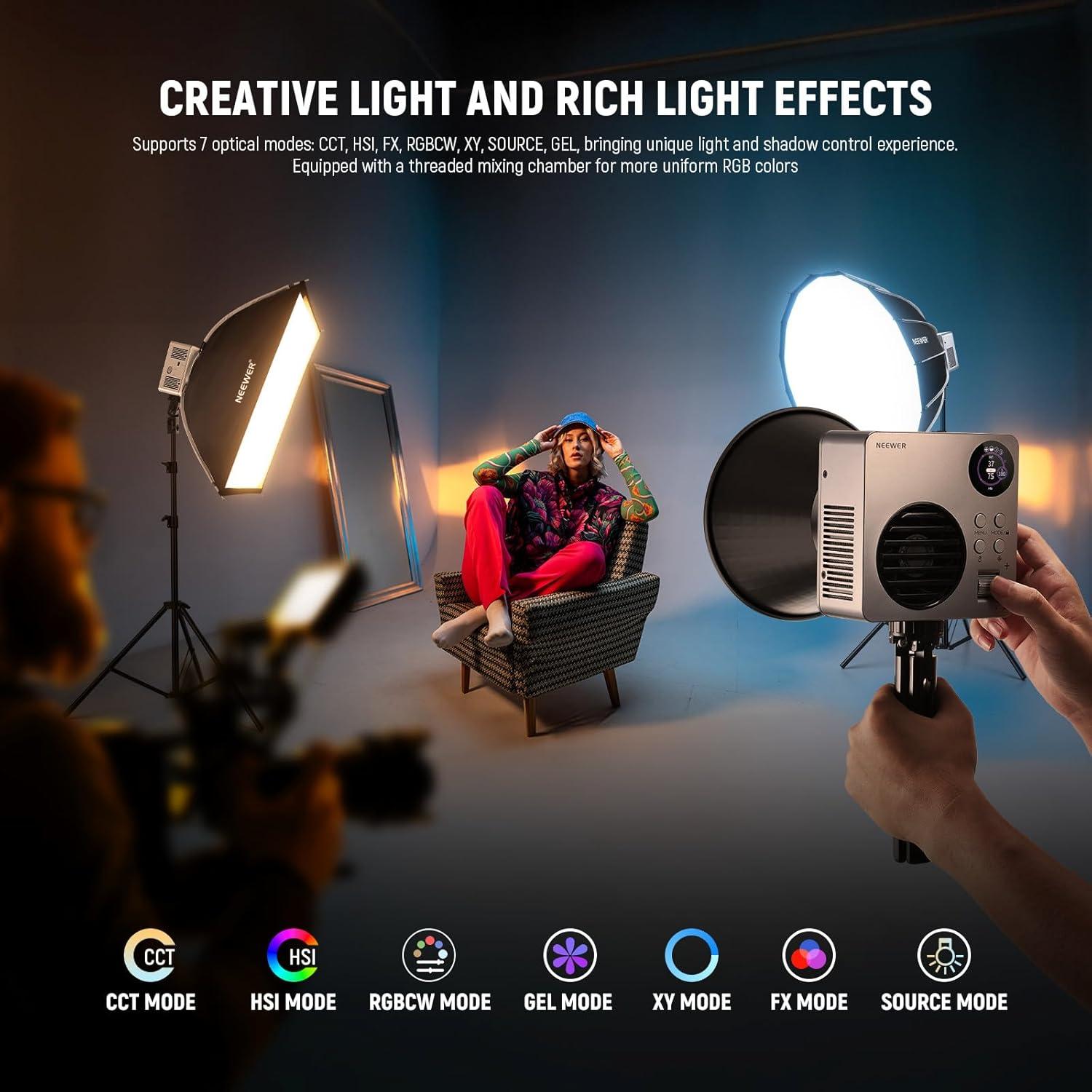 Luz de Video NEEWER HB80C RGBWW 80W con Batería 72Wh