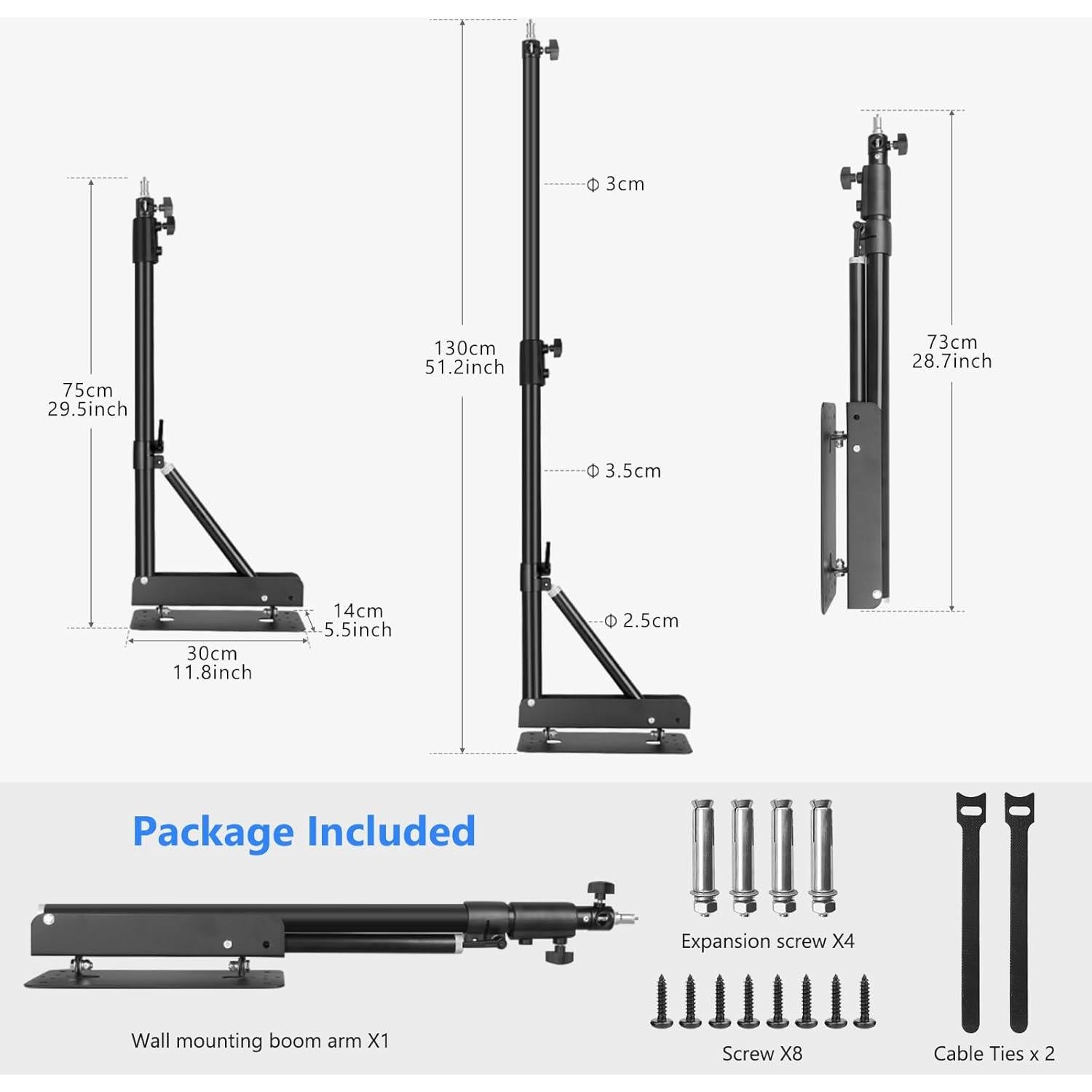 Soporte de Pared para Anillo de Luz MSKIRA 130cm Ajustable