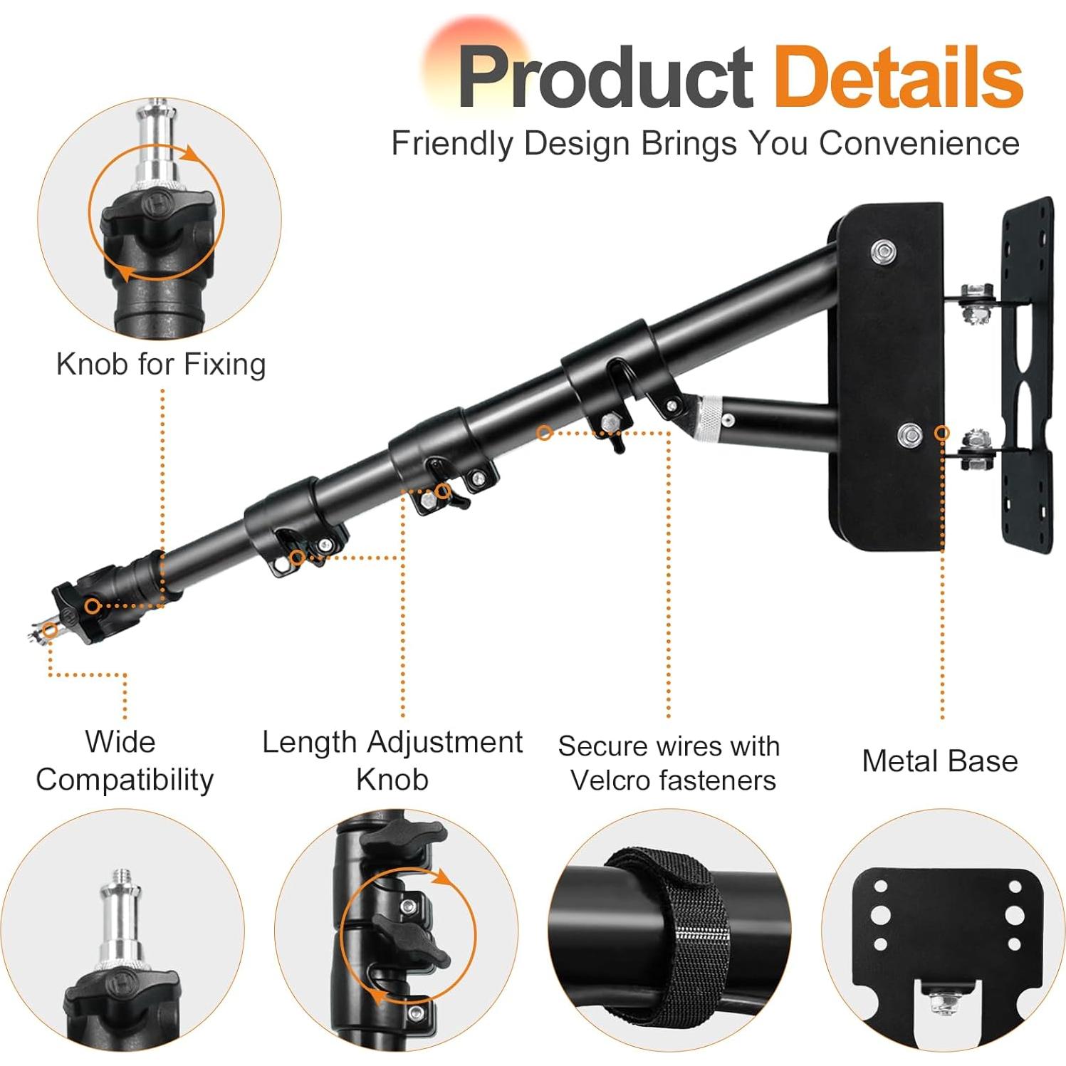 Soporte de Pared para Luz de Anillo Fotoumgl 106cm Ajustable