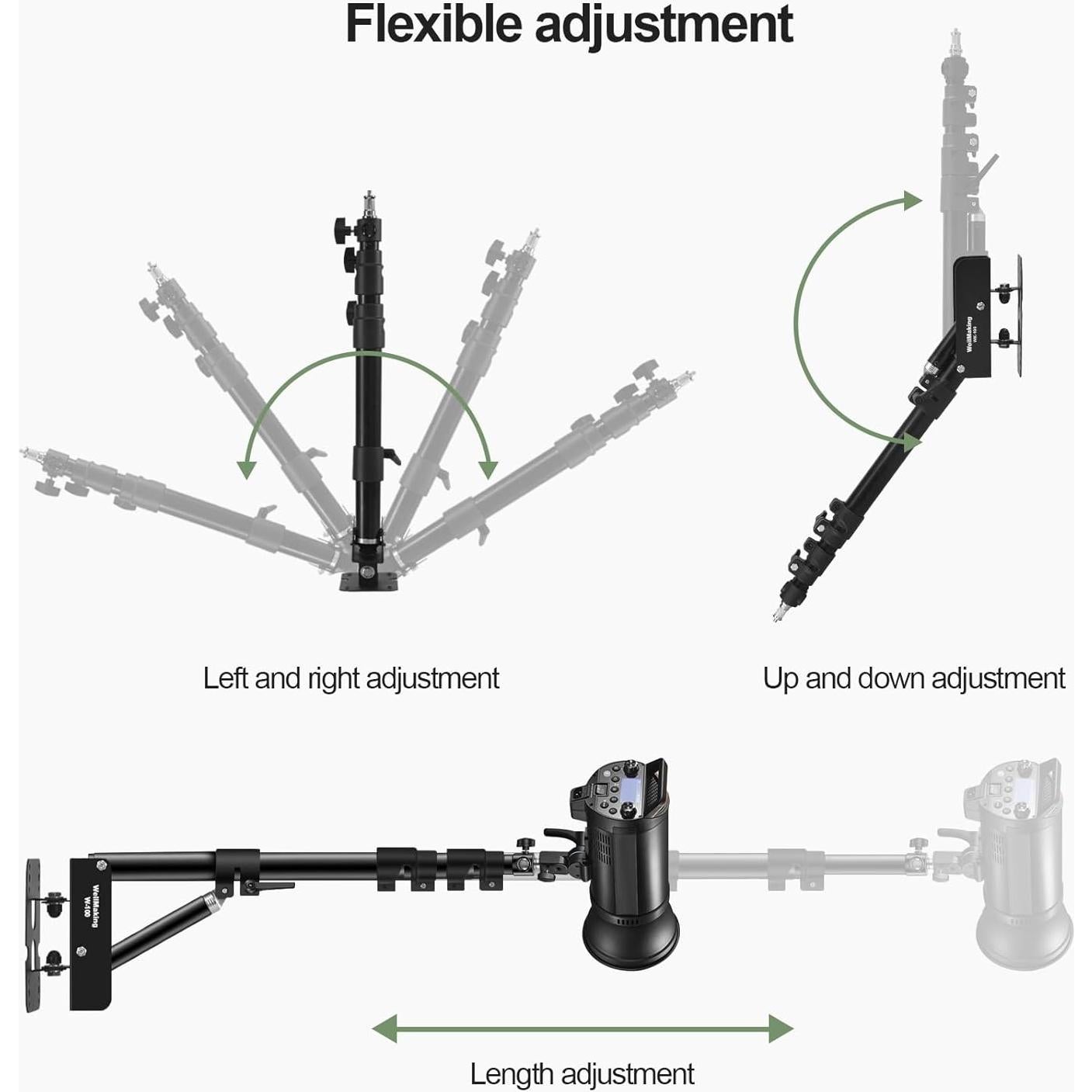 Brazo de Soporte Triangular Wellmaking 100cm para Luz de Anillo