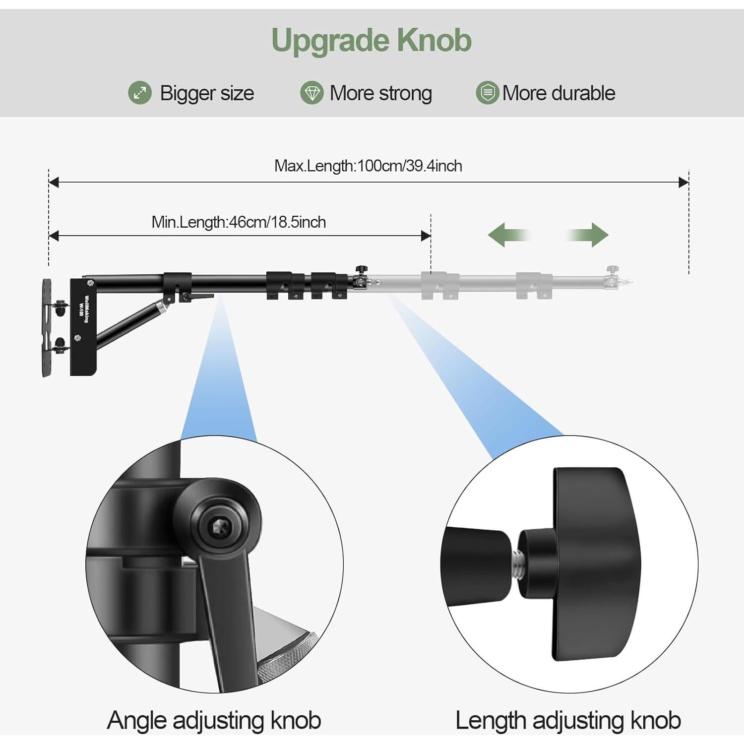Brazo de Soporte Triangular Wellmaking 100cm para Luz de Anillo