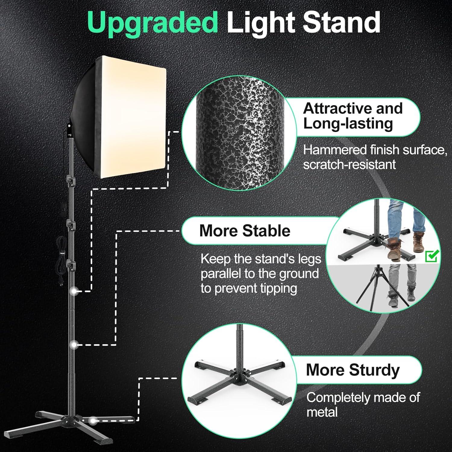 Softbox Photography Lighting Kit, Four-Legged 16"X16" Professional Softbox Lighting Kit with 85W 3000-6000K LED Bulbs & Remote, Studio Lights for Photography/Video Recording/Live Streaming