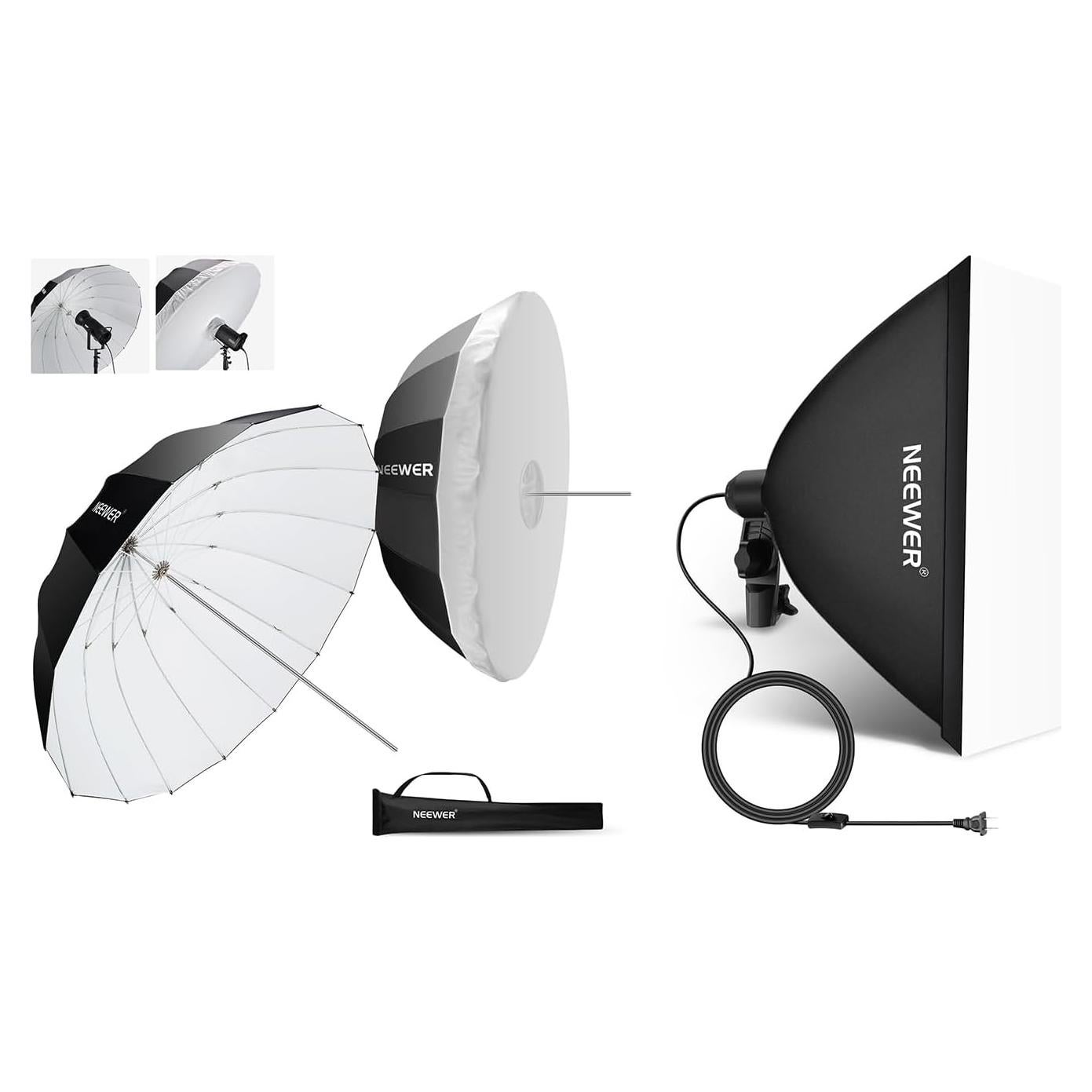 Paraguas Reflectante Parabólico NEEWER 165cm con Difusor