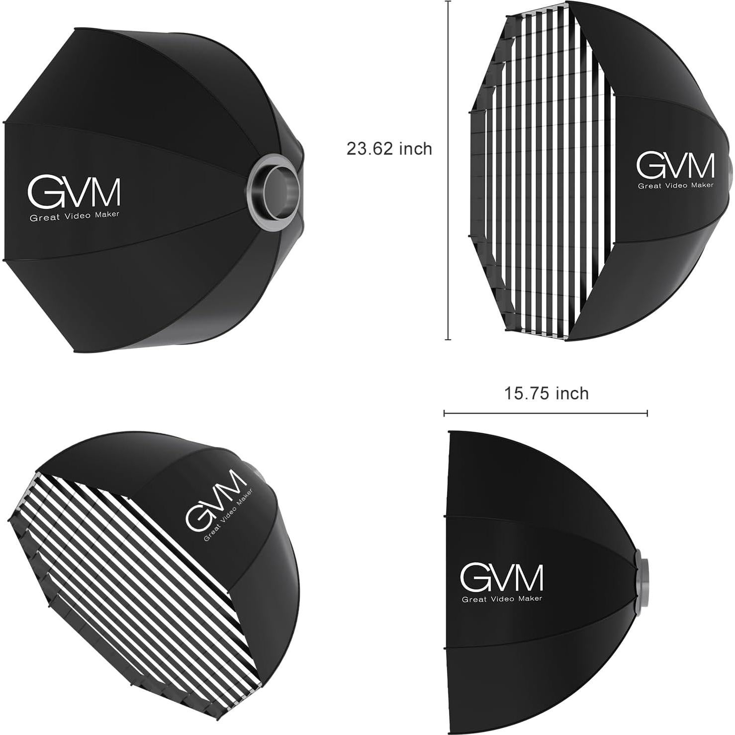 Softbox GVM 60x30 cm con Montaje Bowens y Rejilla