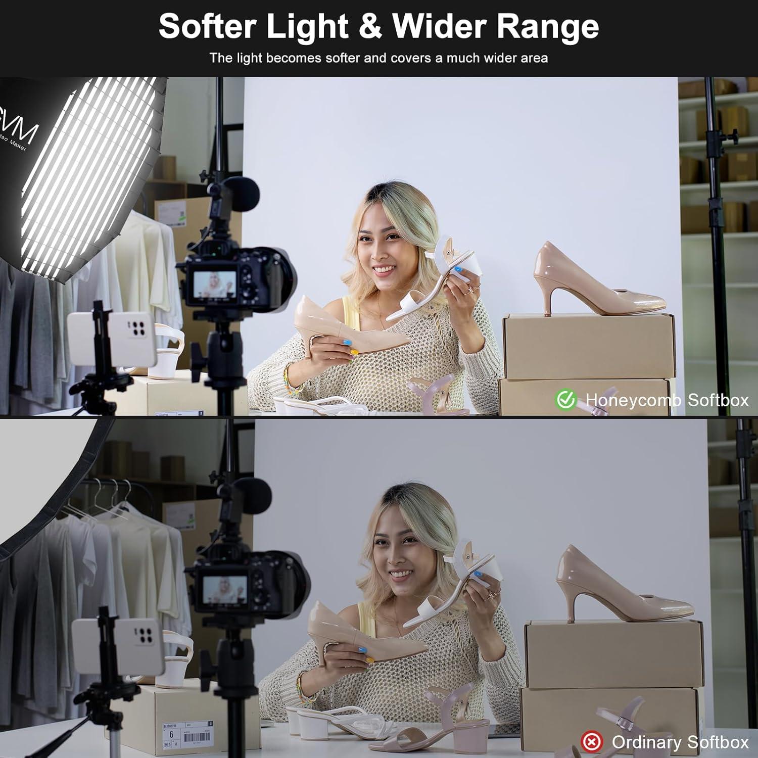 Softbox GVM 60x30 cm con Montaje Bowens y Rejilla