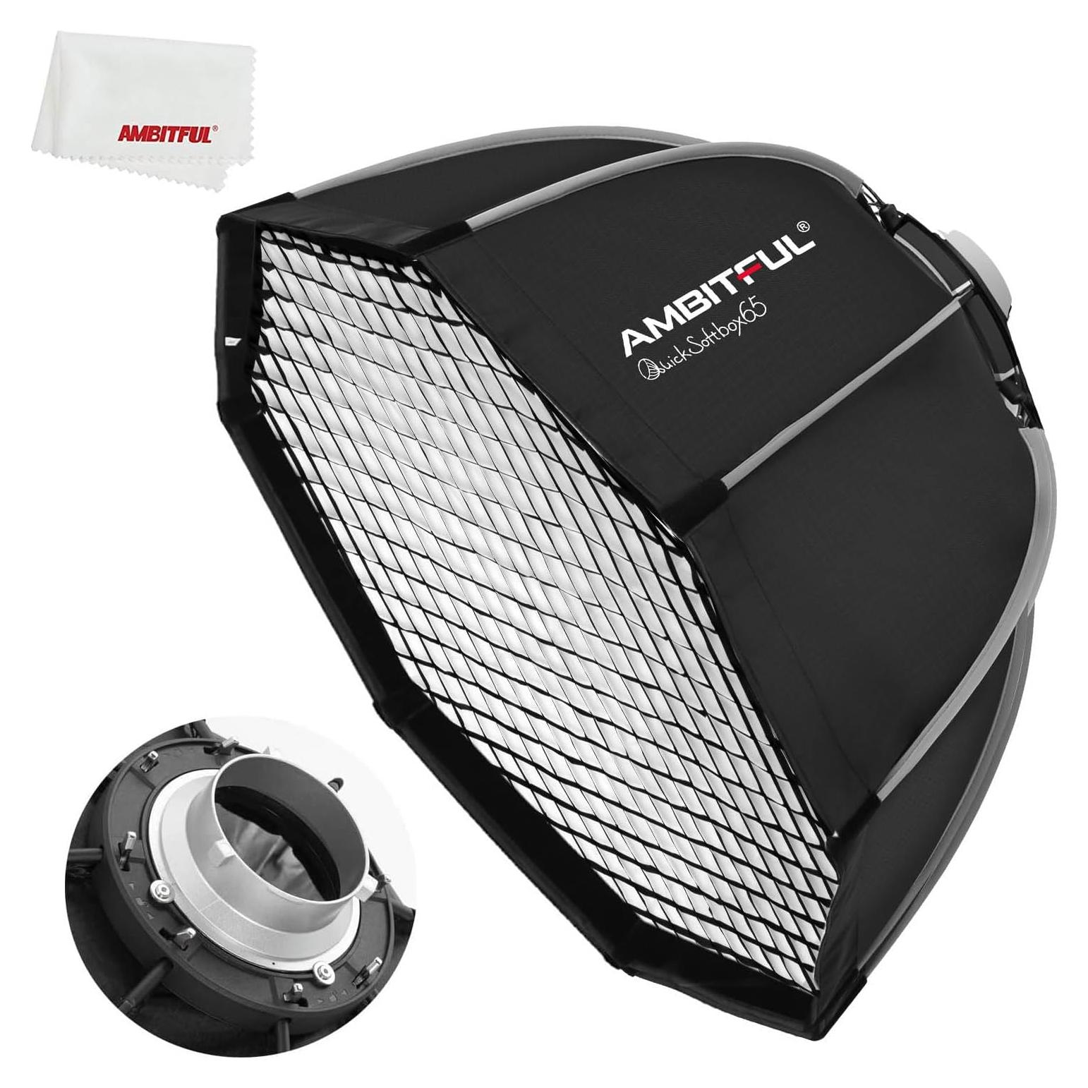 Softbox Octagonal 65cm AMBITFUL con Rejilla para Fotografía