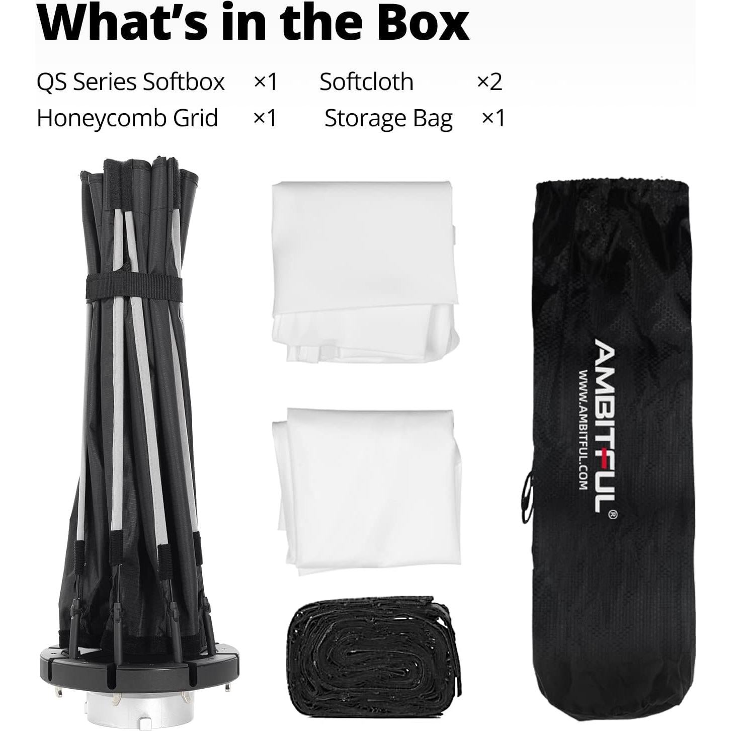 Softbox Octagonal 65cm AMBITFUL con Rejilla para Fotografía