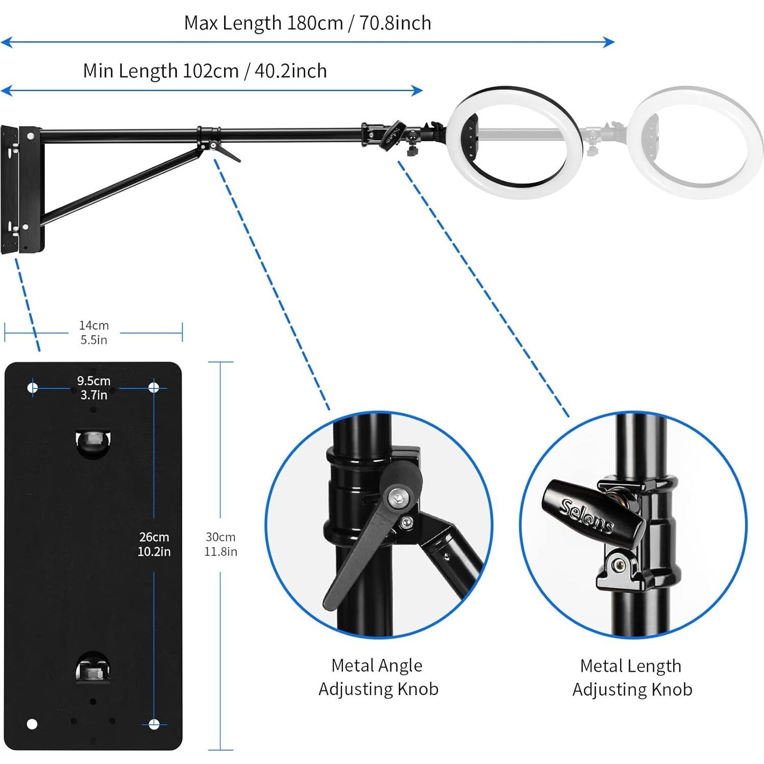 Brazo de Soporte Triangular Selens para Montaje en Pared 180cm