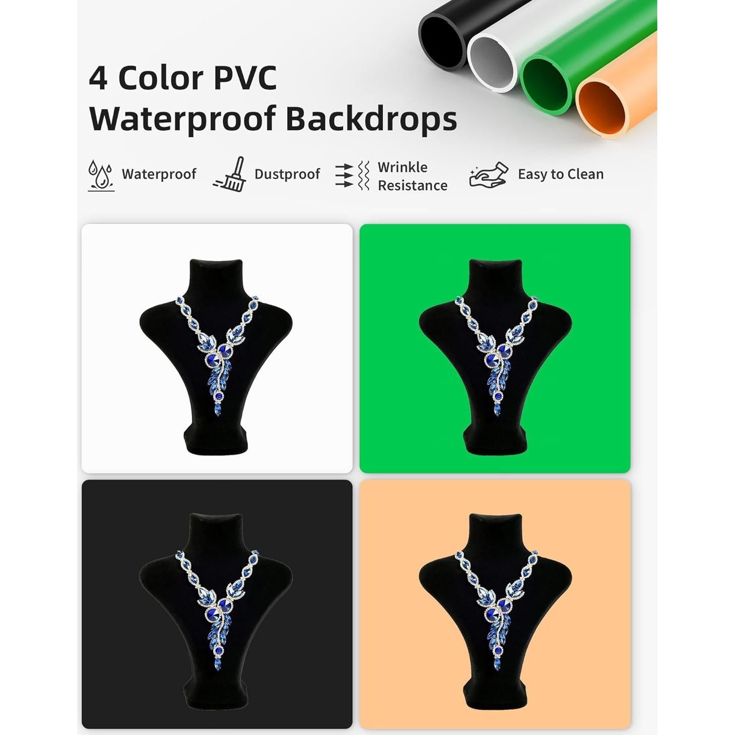 Glendan Upgrade Professional Portable Photo Studio Light Box with 1222 LED Lights, 20"x20" Soft Box, 4 Color PVC Backdrops for Jewelry and Product Photography