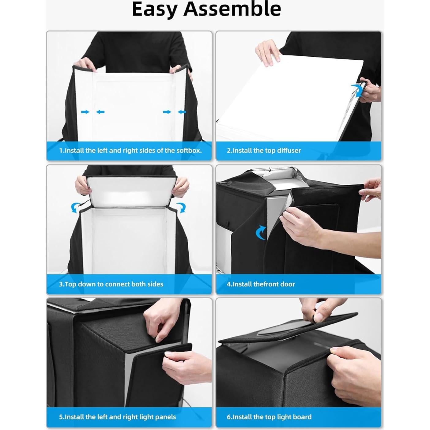 Glendan Upgrade Professional Portable Photo Studio Light Box with 1222 LED Lights, 20"x20" Soft Box, 4 Color PVC Backdrops for Jewelry and Product Photography