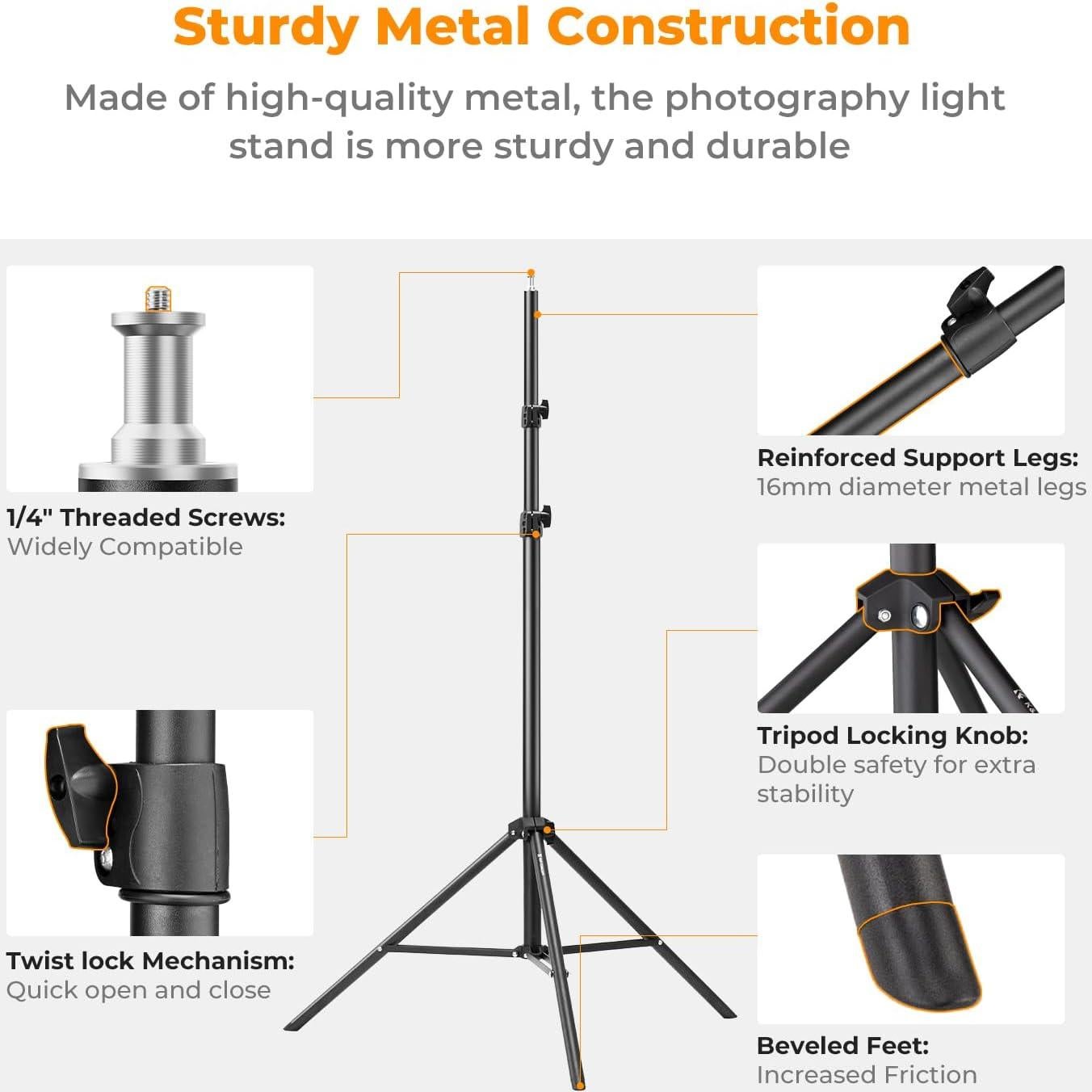 Soporte de Luz K&F Concept 2.8M Trípode Extensible 8kg