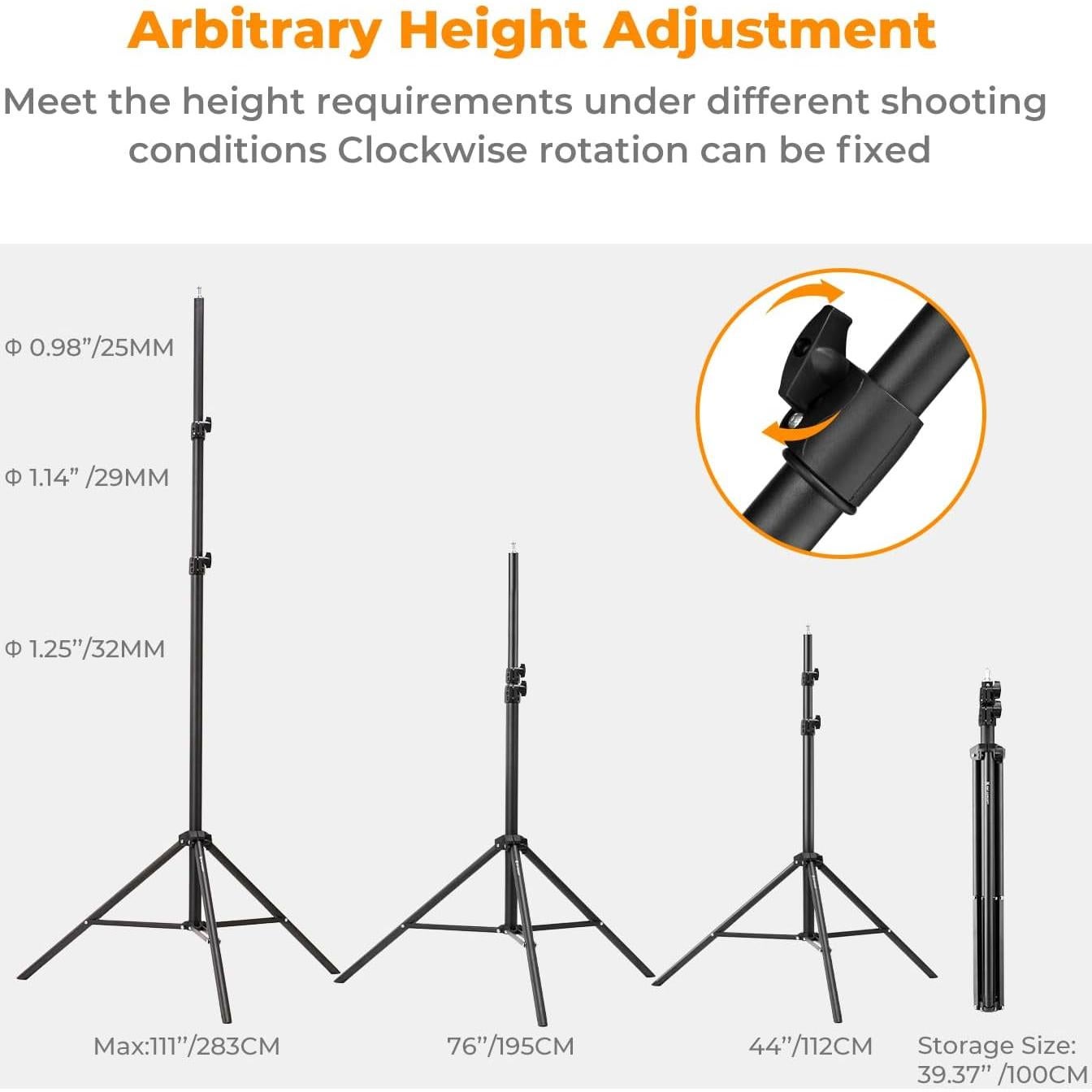 Soporte de Luz K&F Concept 2.8M Trípode Extensible 8kg