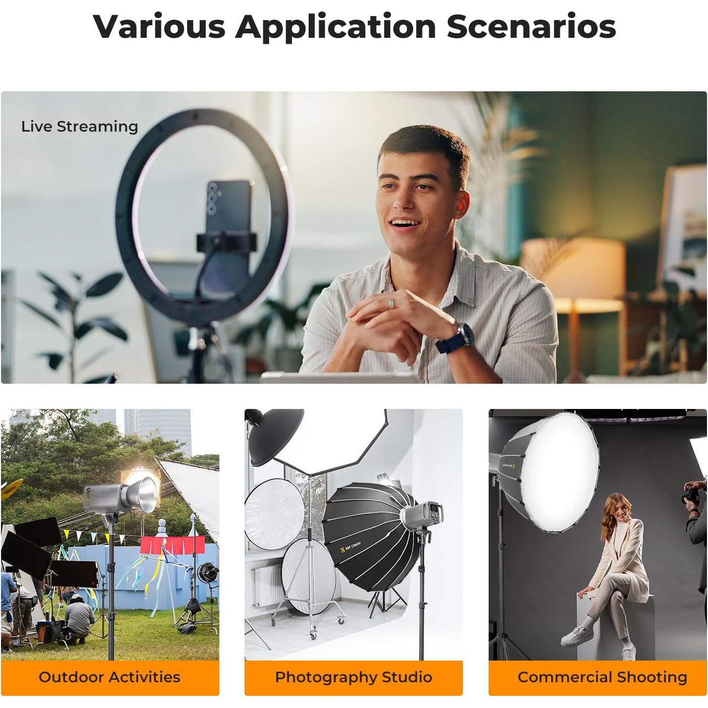 Soporte de Luz K&F Concept 2.8M Trípode Extensible 8kg