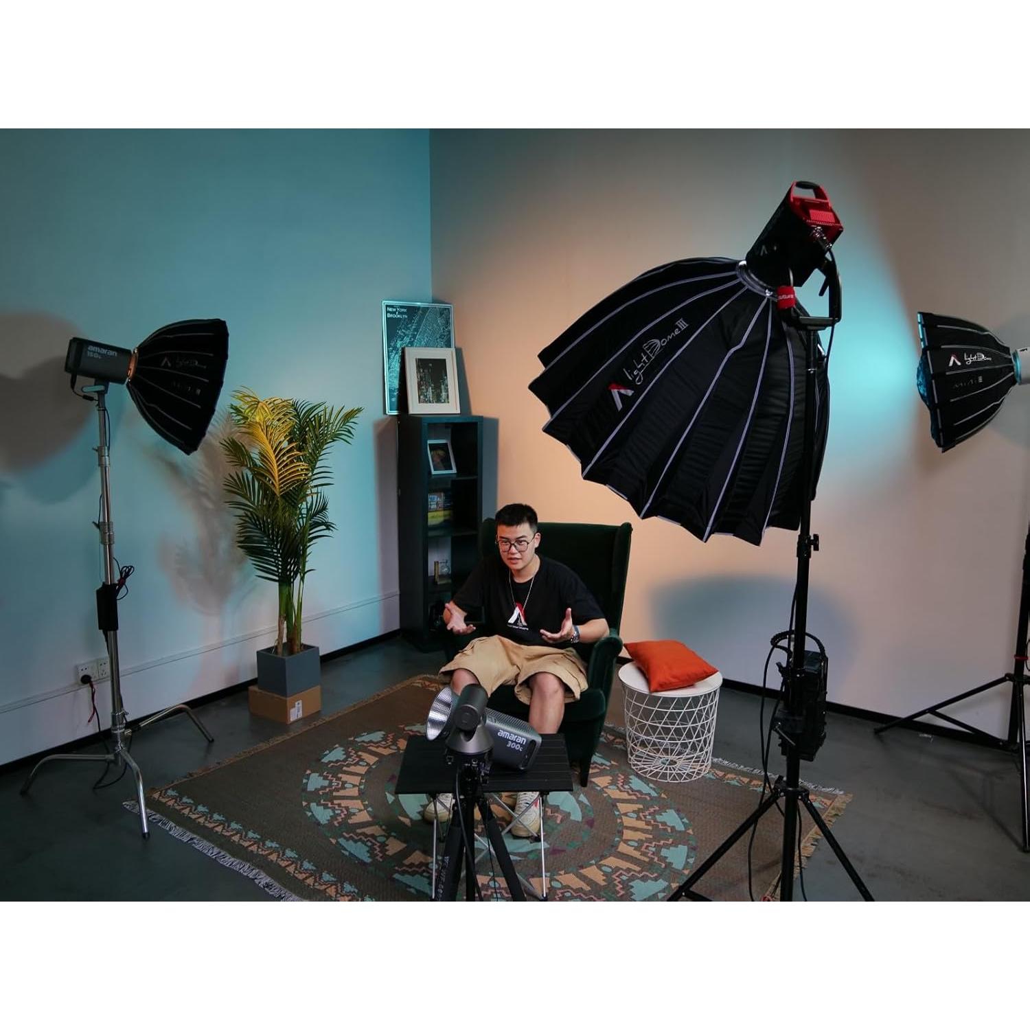 Aputure Light Dome III Studio Reflector Softbox with All-New Quick-Folding Design Bowens Mount with Diffuser Honeycomb Grid Gel Holder Carry Bag- 3ft (90cm) Quick-Setup Softbox